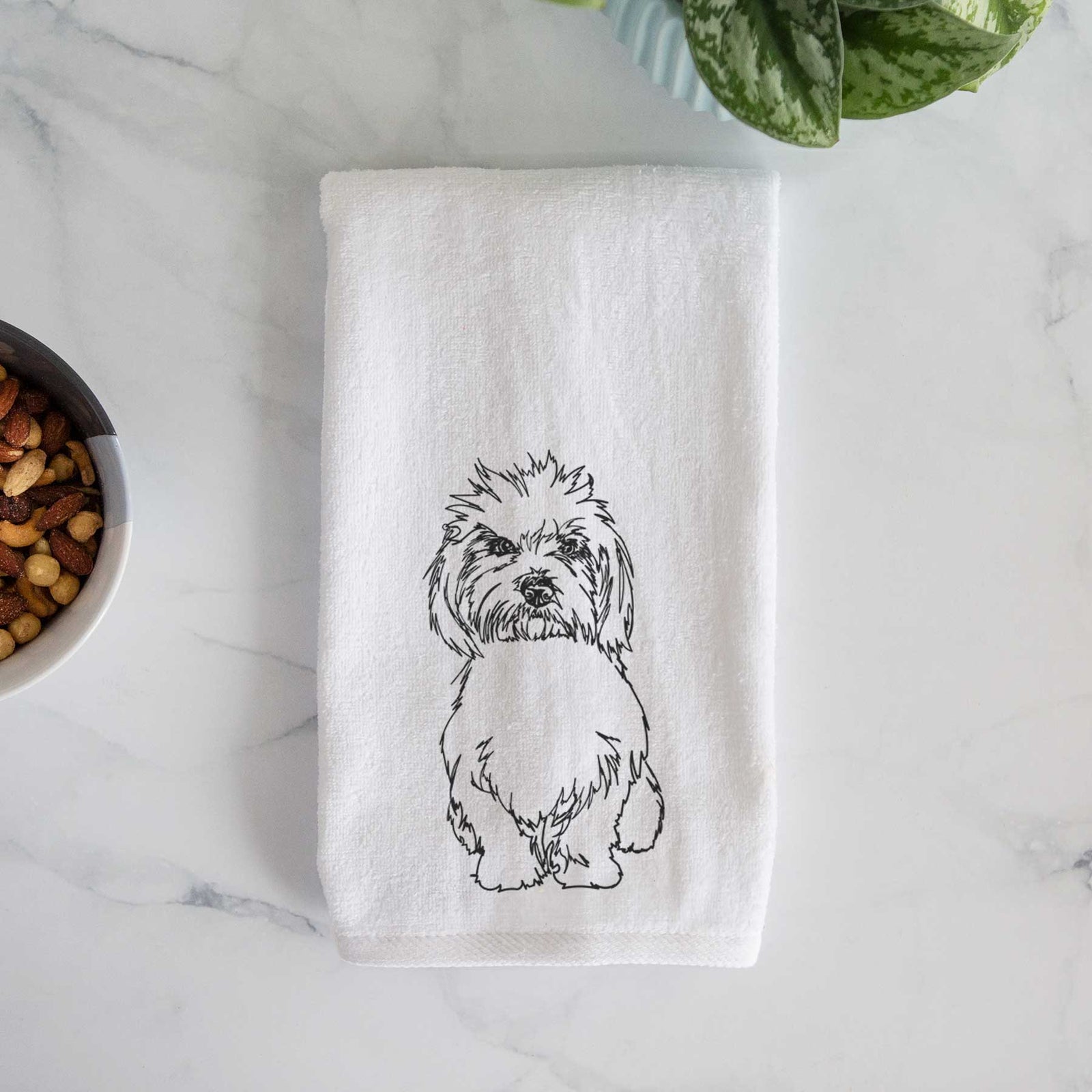 Doodled Fluffers the Coton de Tulear Decorative Hand Towel