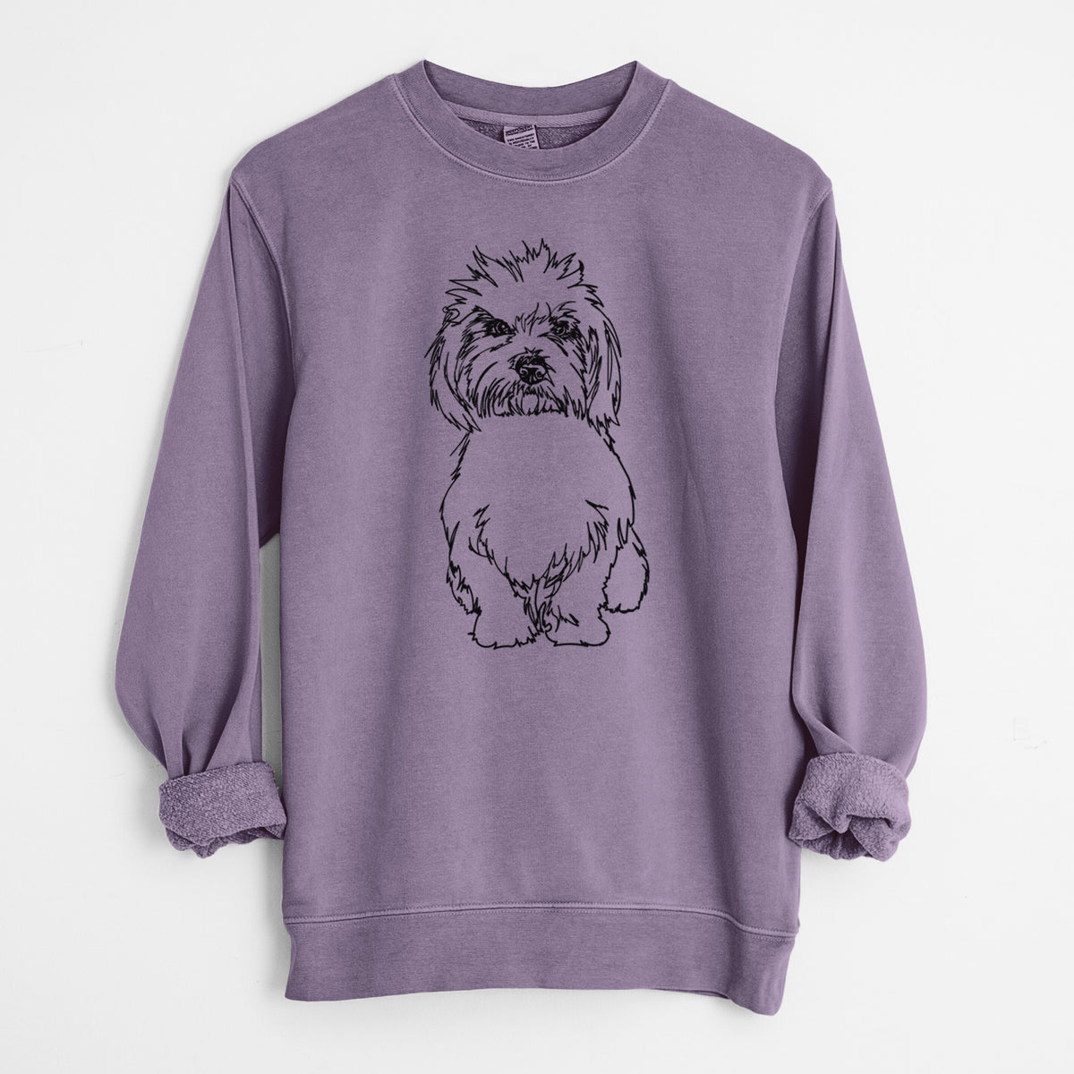 Doodled Fluffers the Coton de Tulear - Unisex Pigment Dyed Crew Sweatshirt