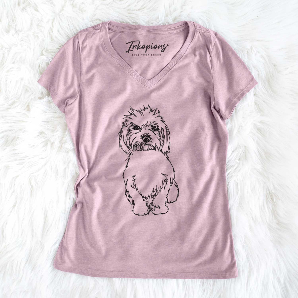 Doodled Fluffers the Coton de Tulear - Women&#39;s V-neck Shirt