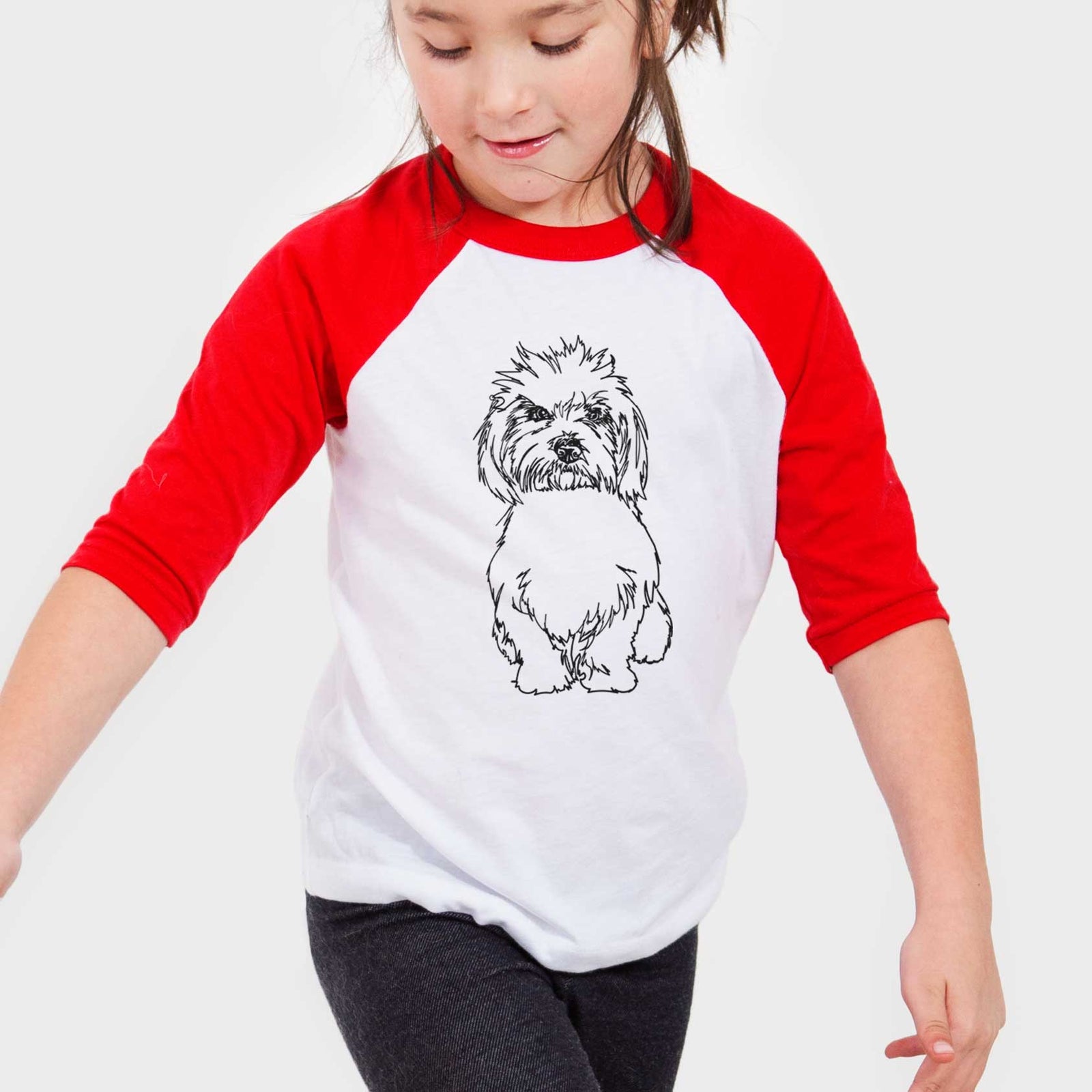 Doodled Fluffers the Coton de Tulear - Youth 3/4 Long Sleeve