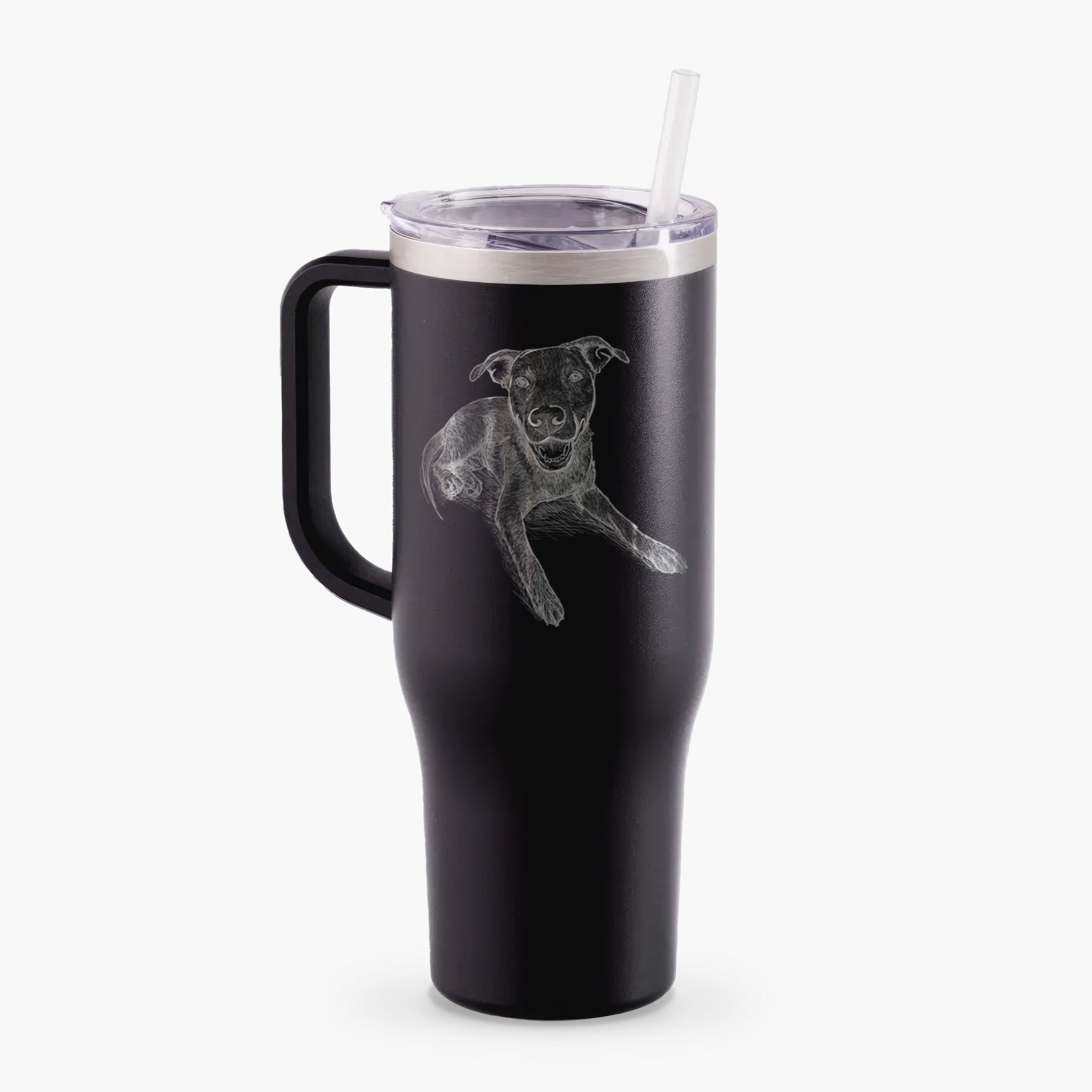 Doodled Forrest the Mixed Breed - 40oz Tumbler with Handle