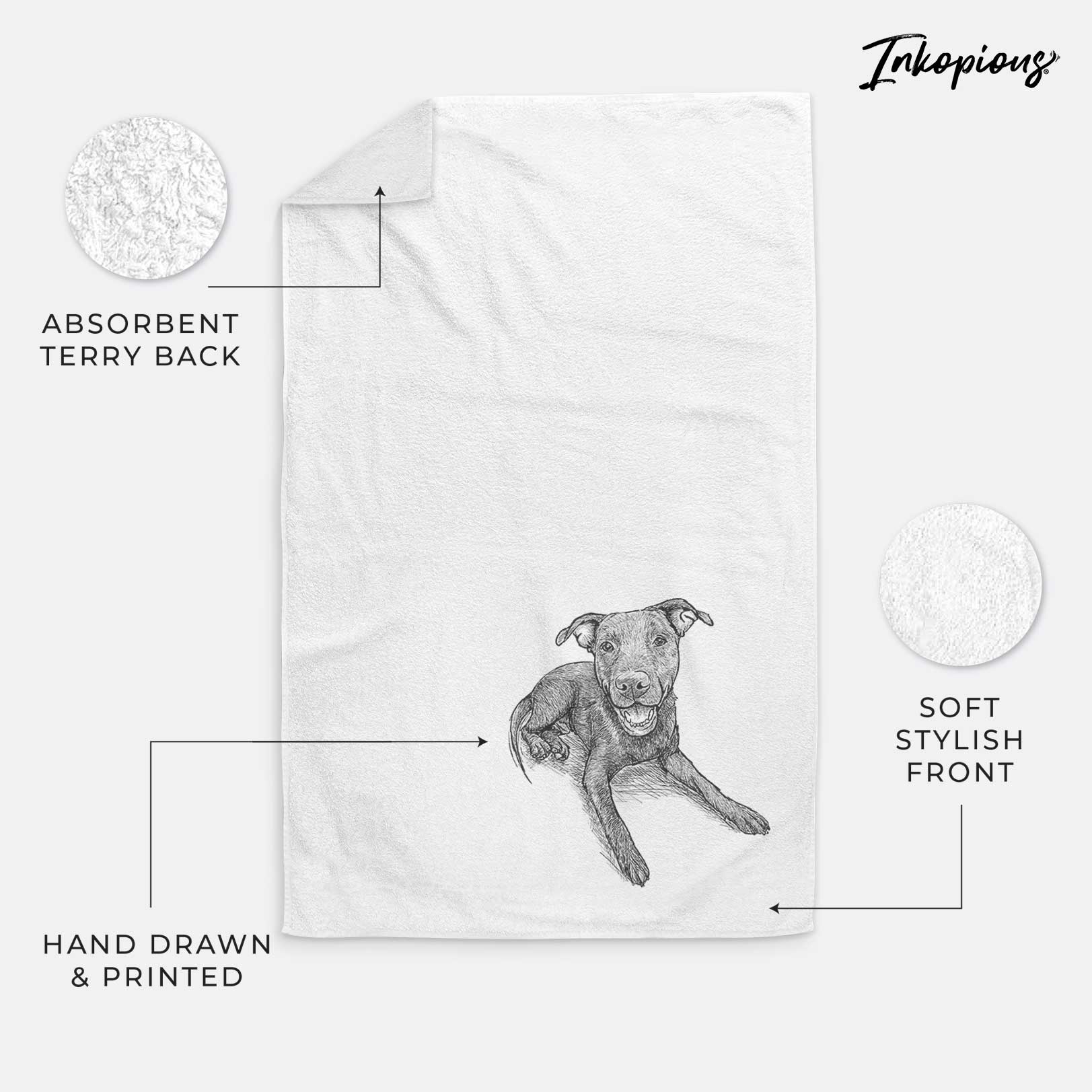 Doodled Forrest the Mixed Breed Decorative Hand Towel