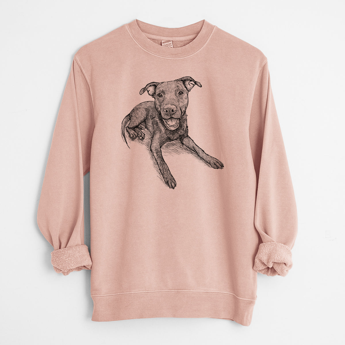 Doodled Forrest the Mixed Breed - Unisex Pigment Dyed Crew Sweatshirt