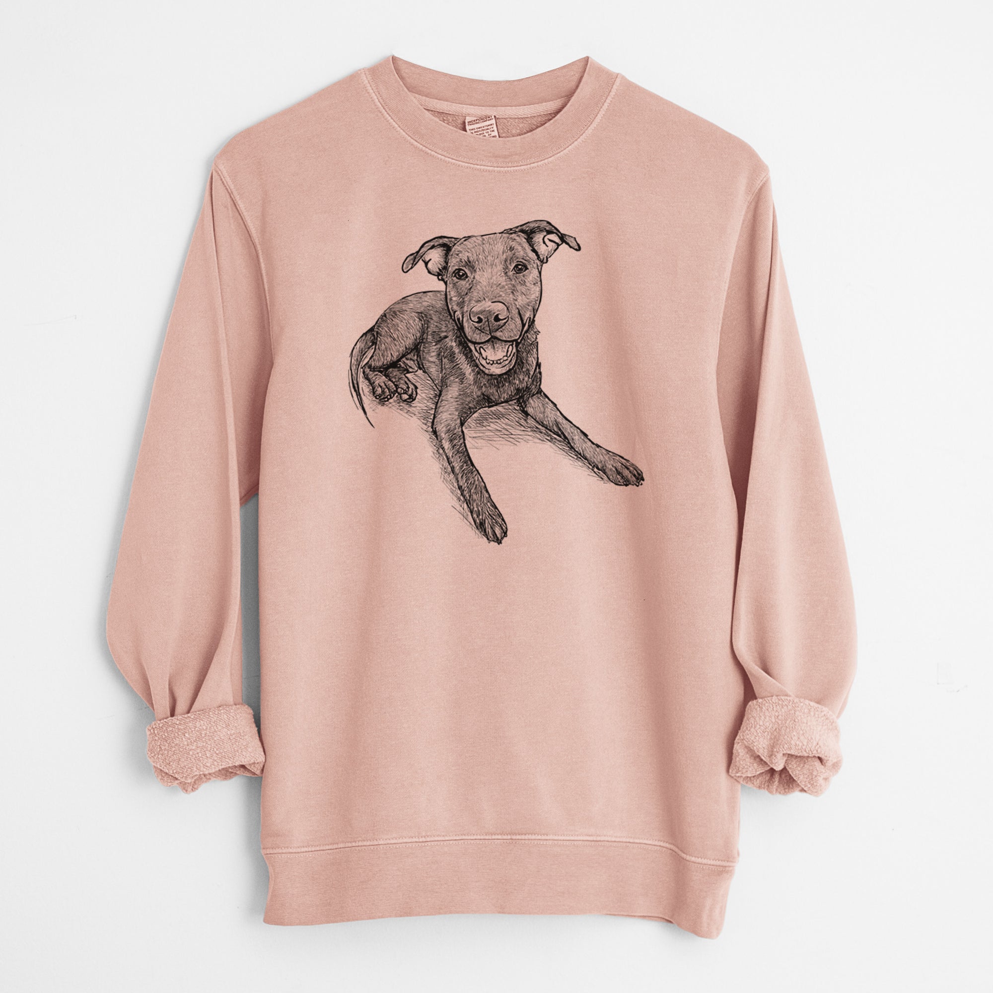 Doodled Forrest the Mixed Breed - Unisex Pigment Dyed Crew Sweatshirt