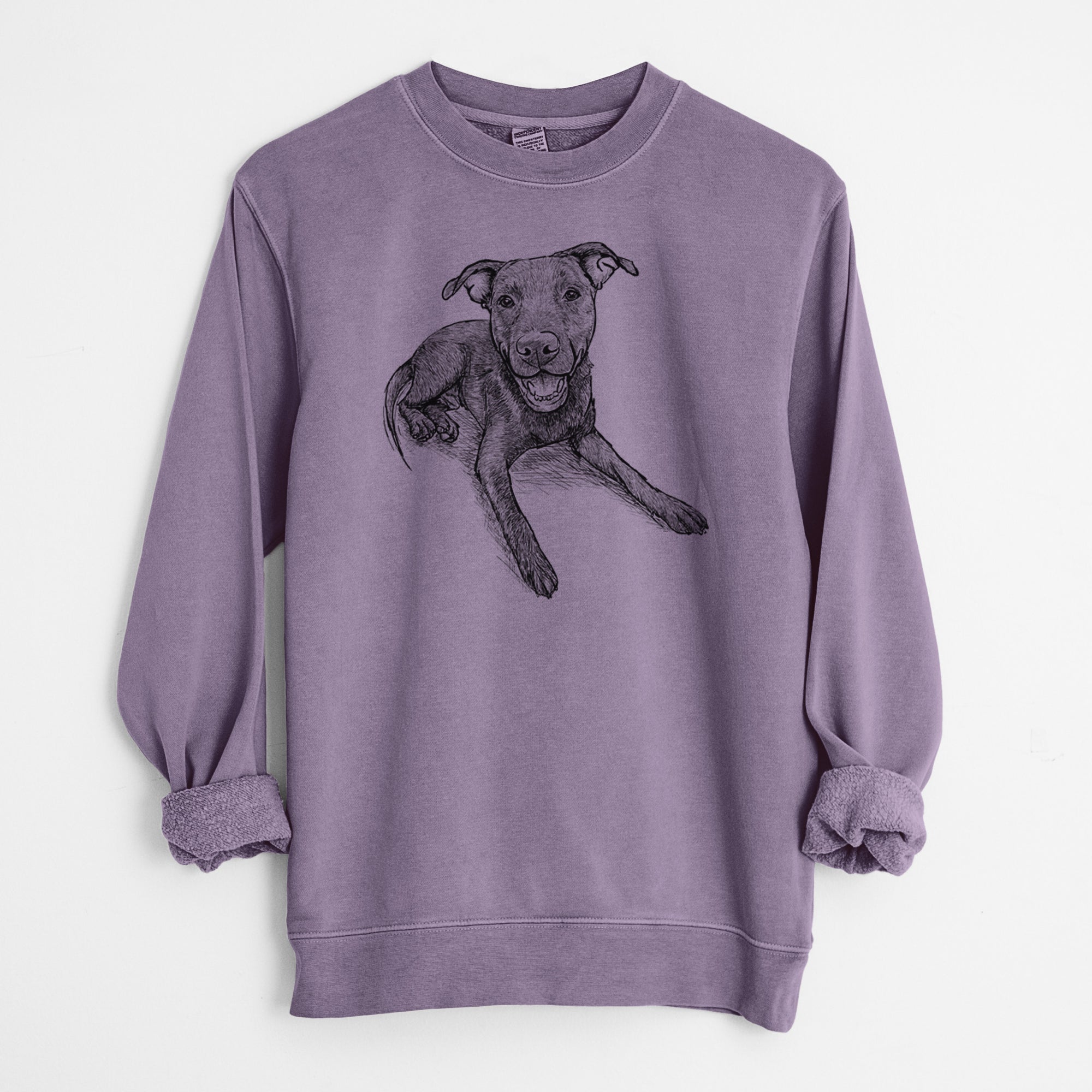 Doodled Forrest the Mixed Breed - Unisex Pigment Dyed Crew Sweatshirt