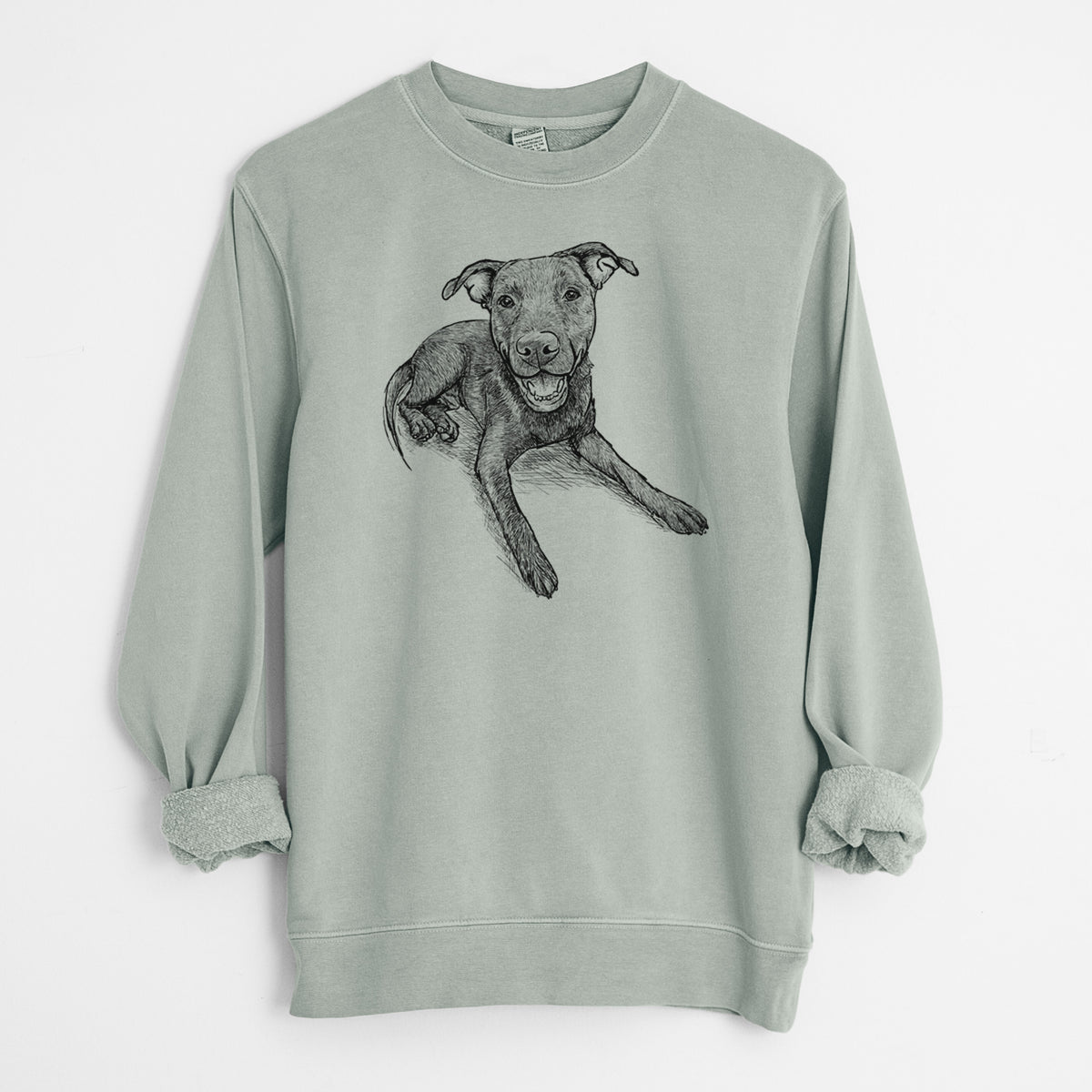 Doodled Forrest the Mixed Breed - Unisex Pigment Dyed Crew Sweatshirt