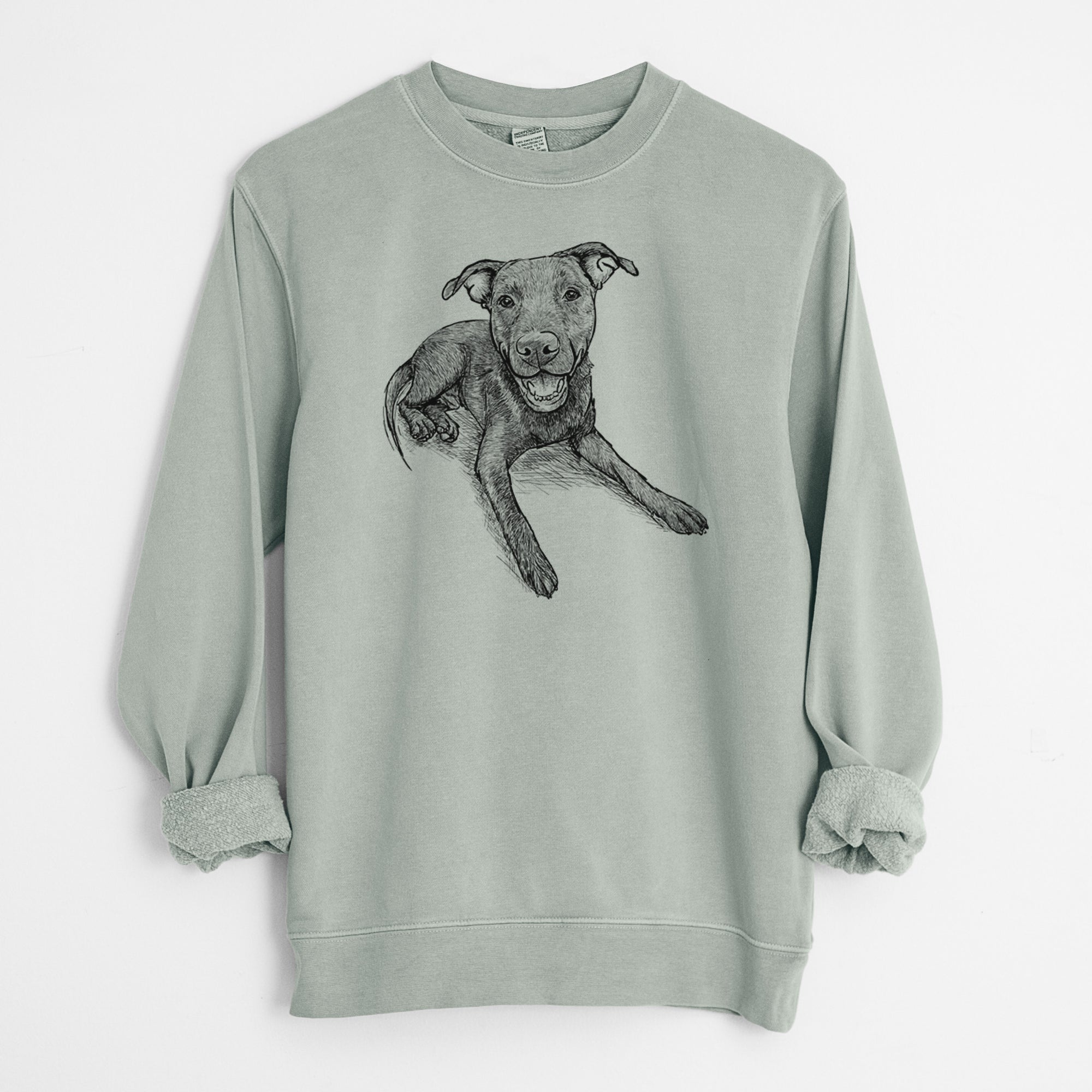 Doodled Forrest the Mixed Breed - Unisex Pigment Dyed Crew Sweatshirt