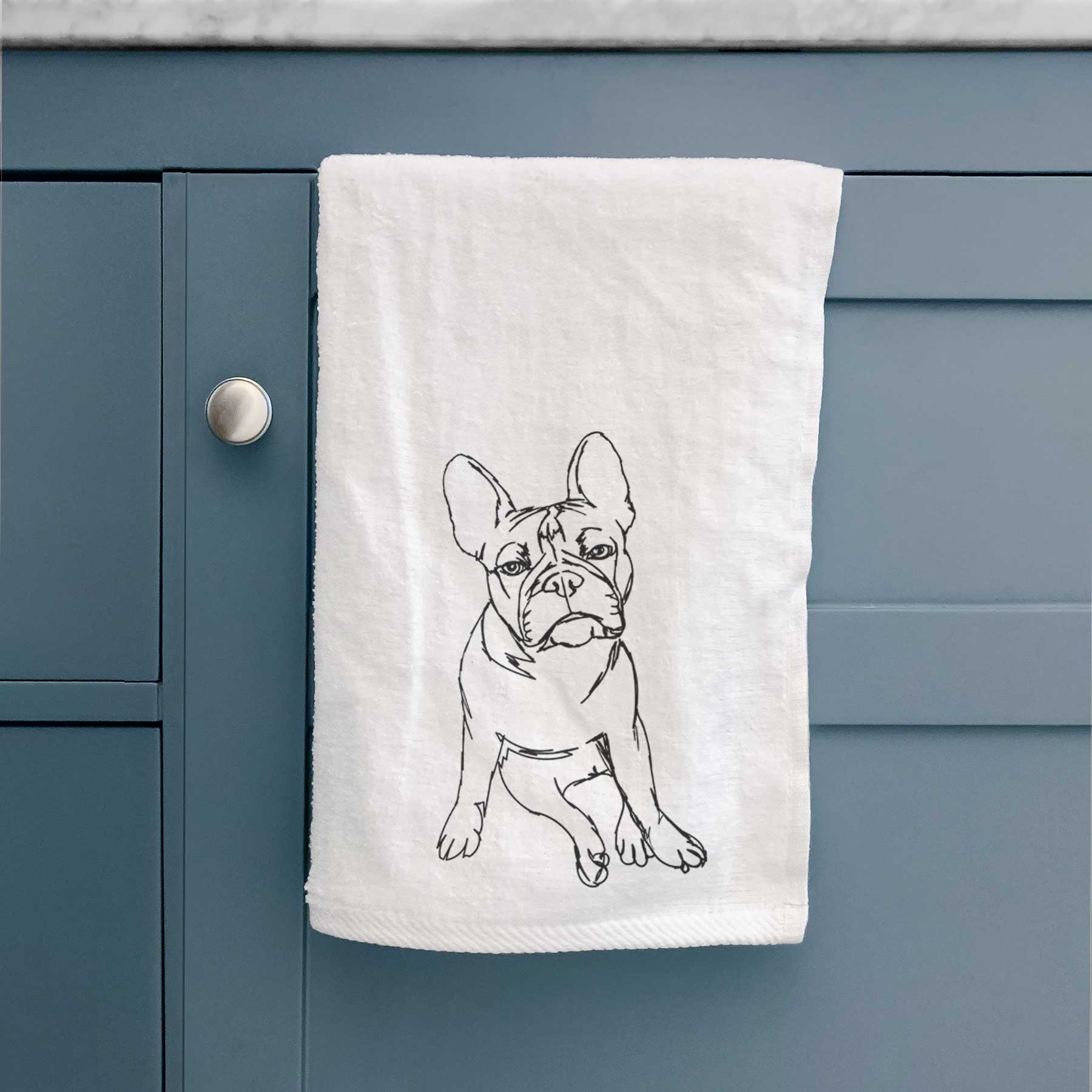 Doodled Frankenstein the French Bulldog Puppy Decorative Hand Towel