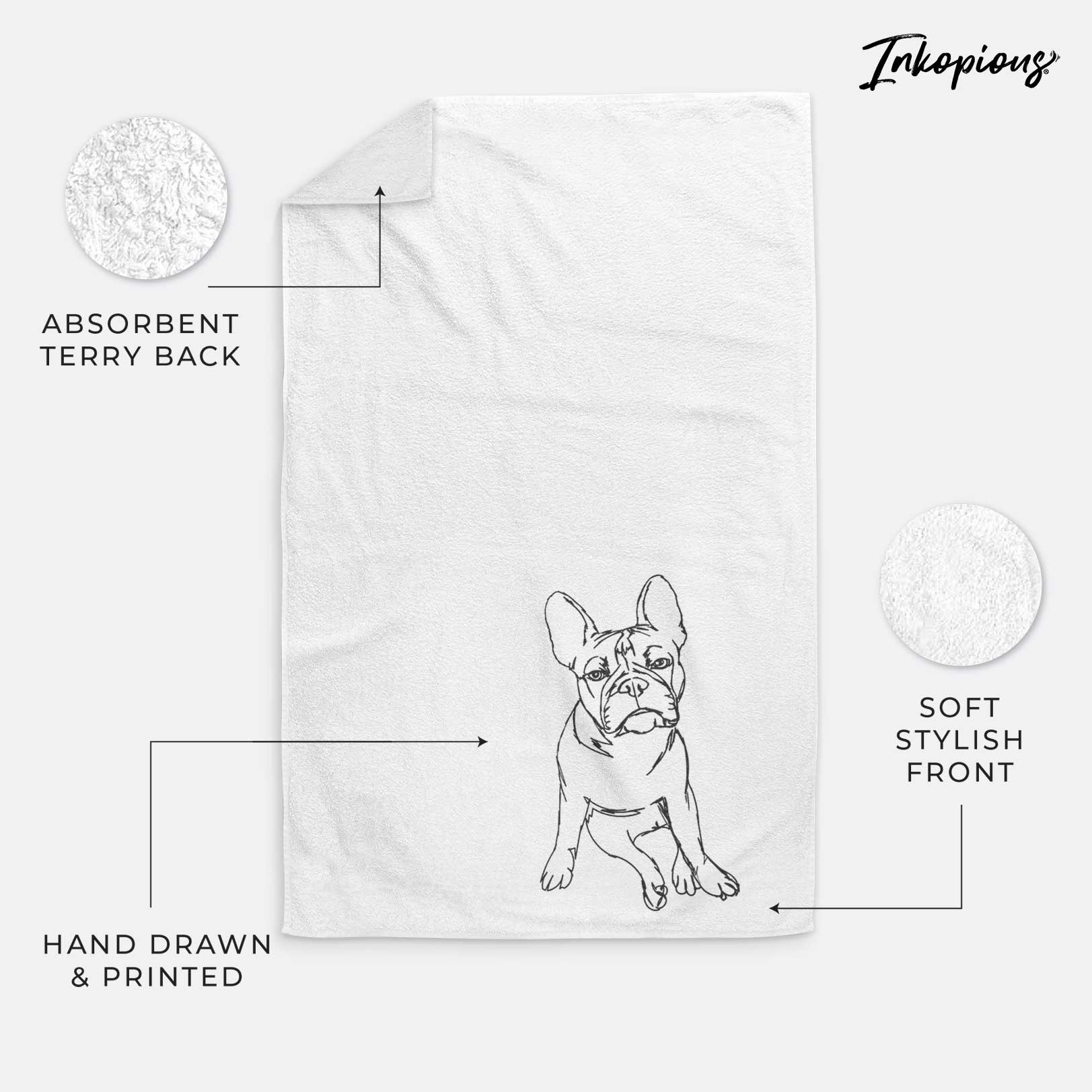 Doodled Frankenstein the French Bulldog Puppy Decorative Hand Towel