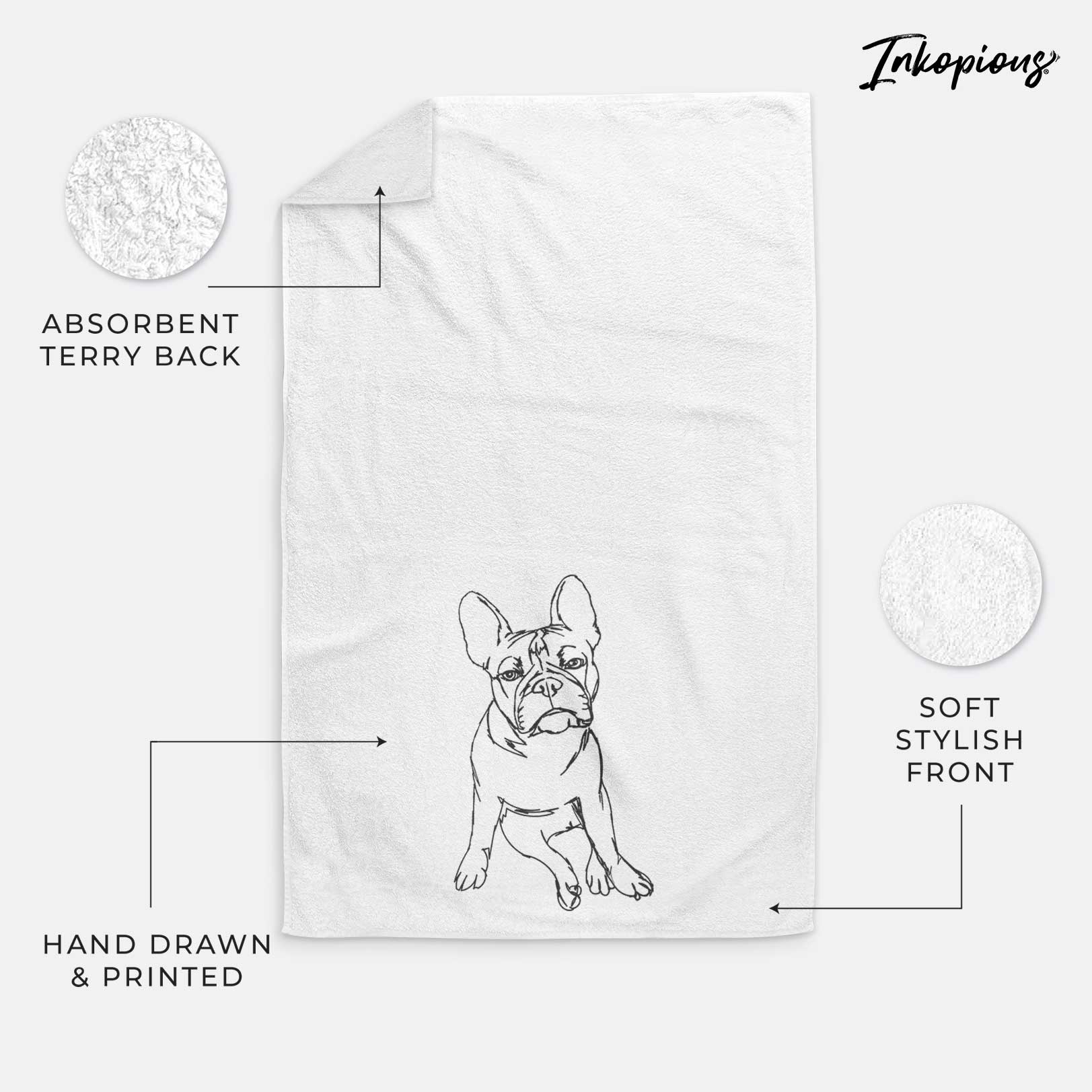 Doodled Frankenstein the French Bulldog Puppy Decorative Hand Towel