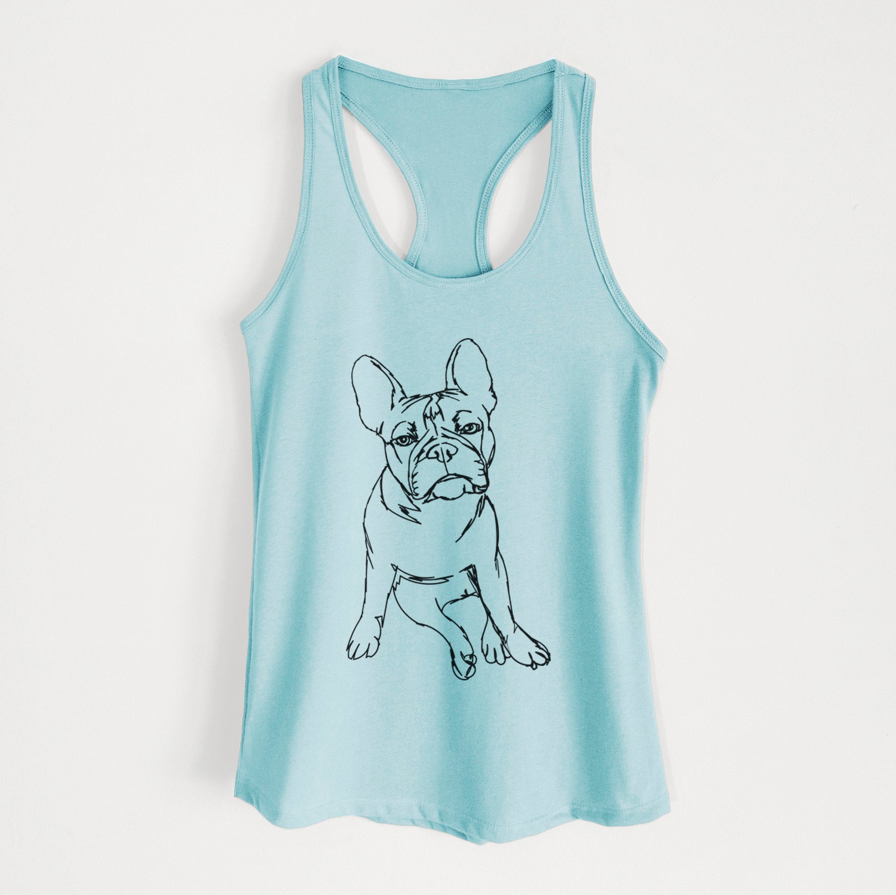 Doodled Frankenstein the French Bulldog Puppy - Women's Racerback Tanktop