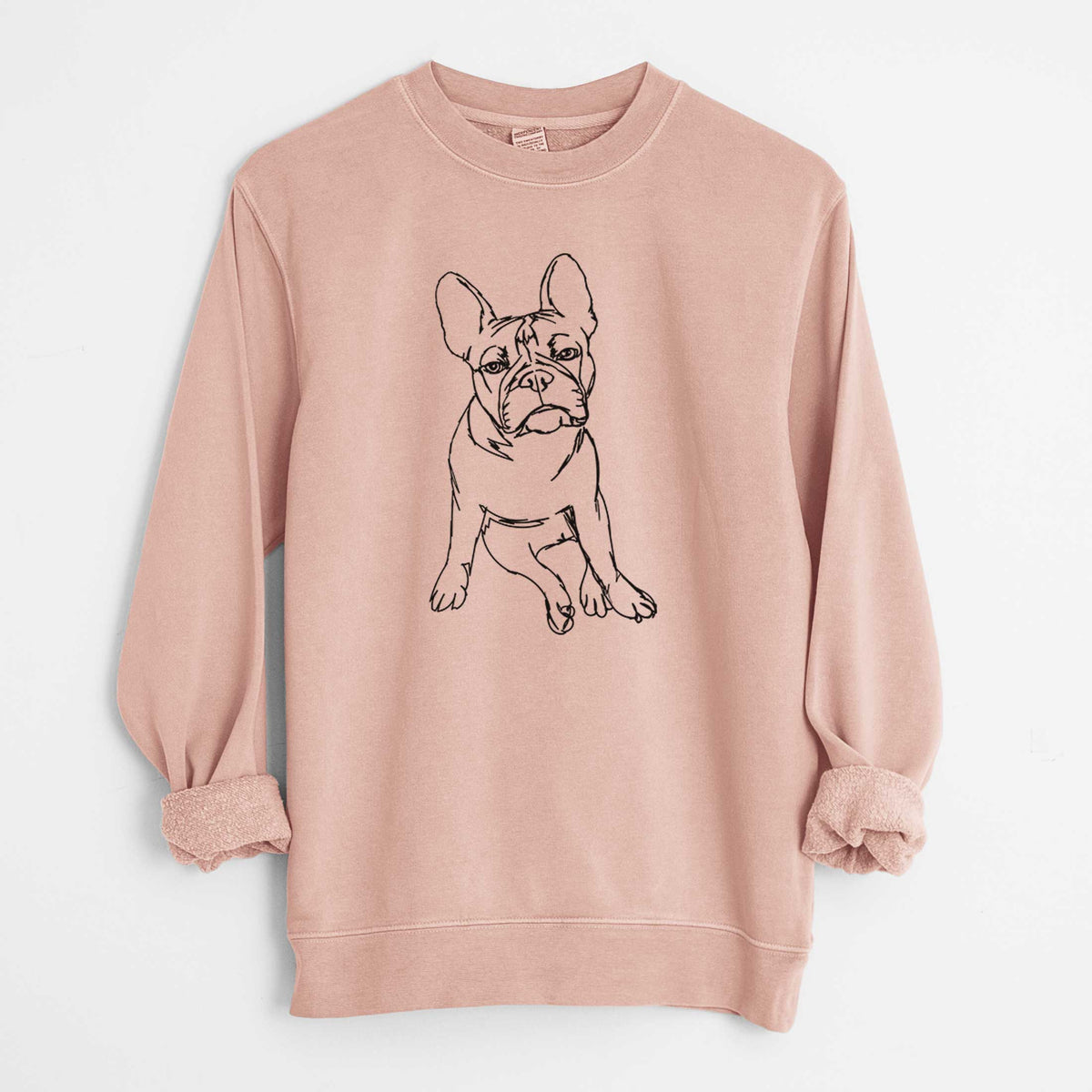 Doodled Frankenstein the French Bulldog Puppy - Unisex Pigment Dyed Crew Sweatshirt