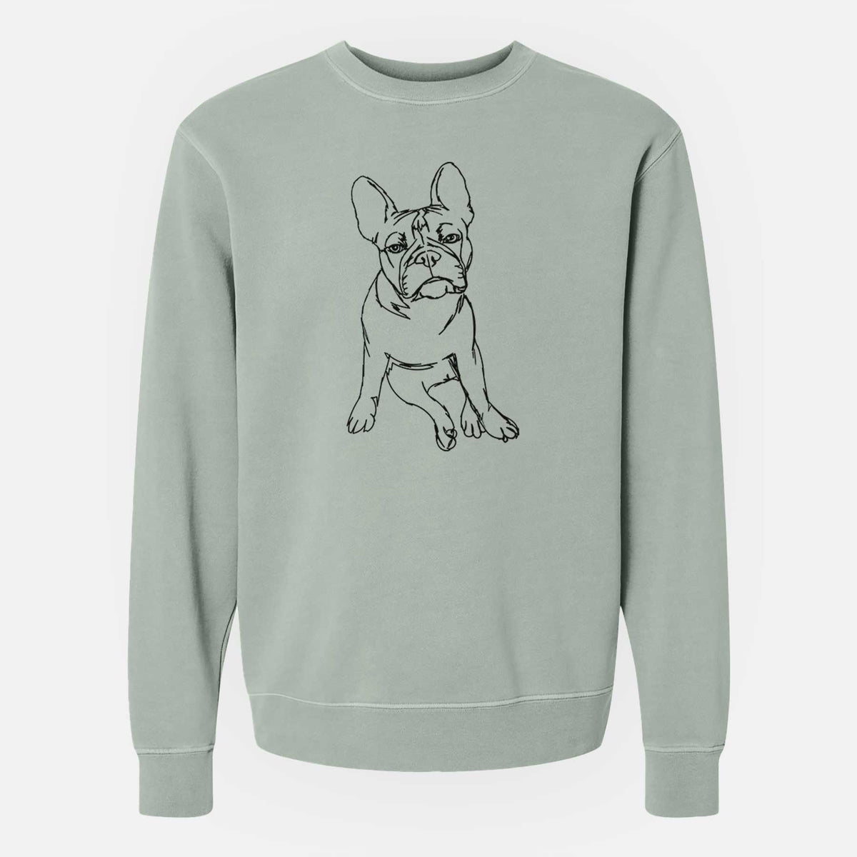 Doodled Frankenstein the French Bulldog Puppy - Unisex Pigment Dyed Crew Sweatshirt