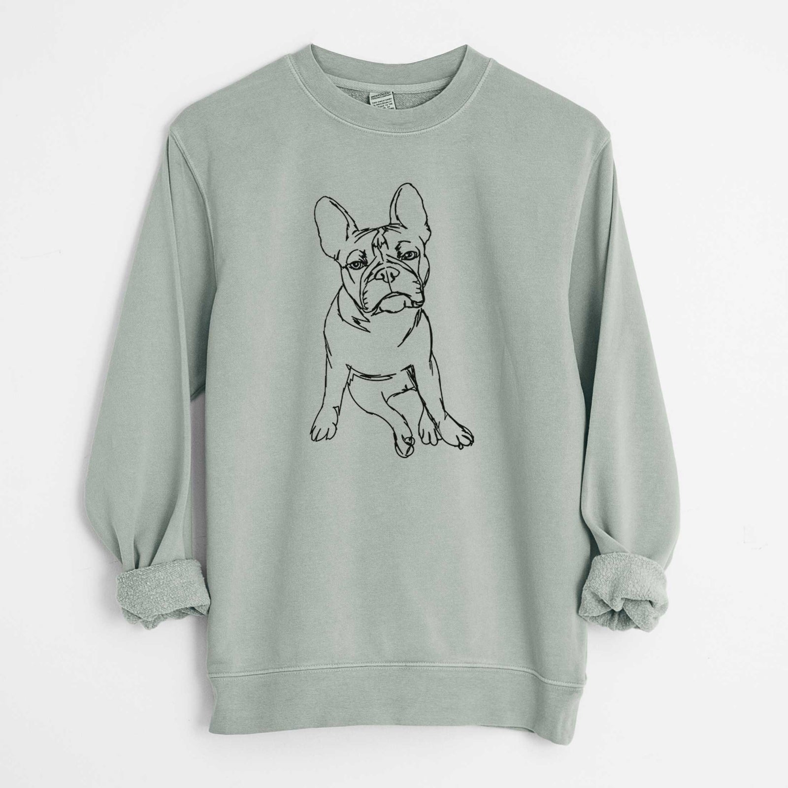 Doodled Frankenstein the French Bulldog Puppy - Unisex Pigment Dyed Crew Sweatshirt