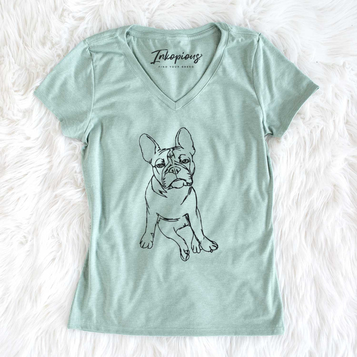 Doodled Frankenstein the French Bulldog - Women's V-neck Shirt