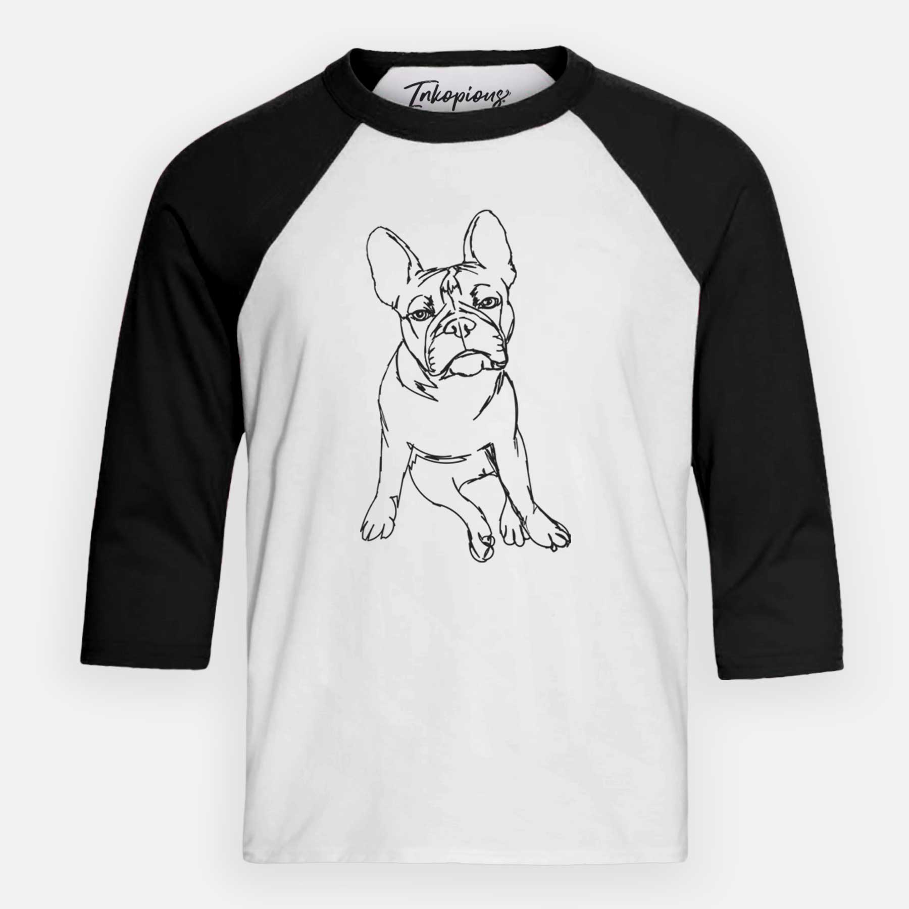 Doodled Frankenstein the French Bulldog Puppy - Youth 3/4 Long Sleeve