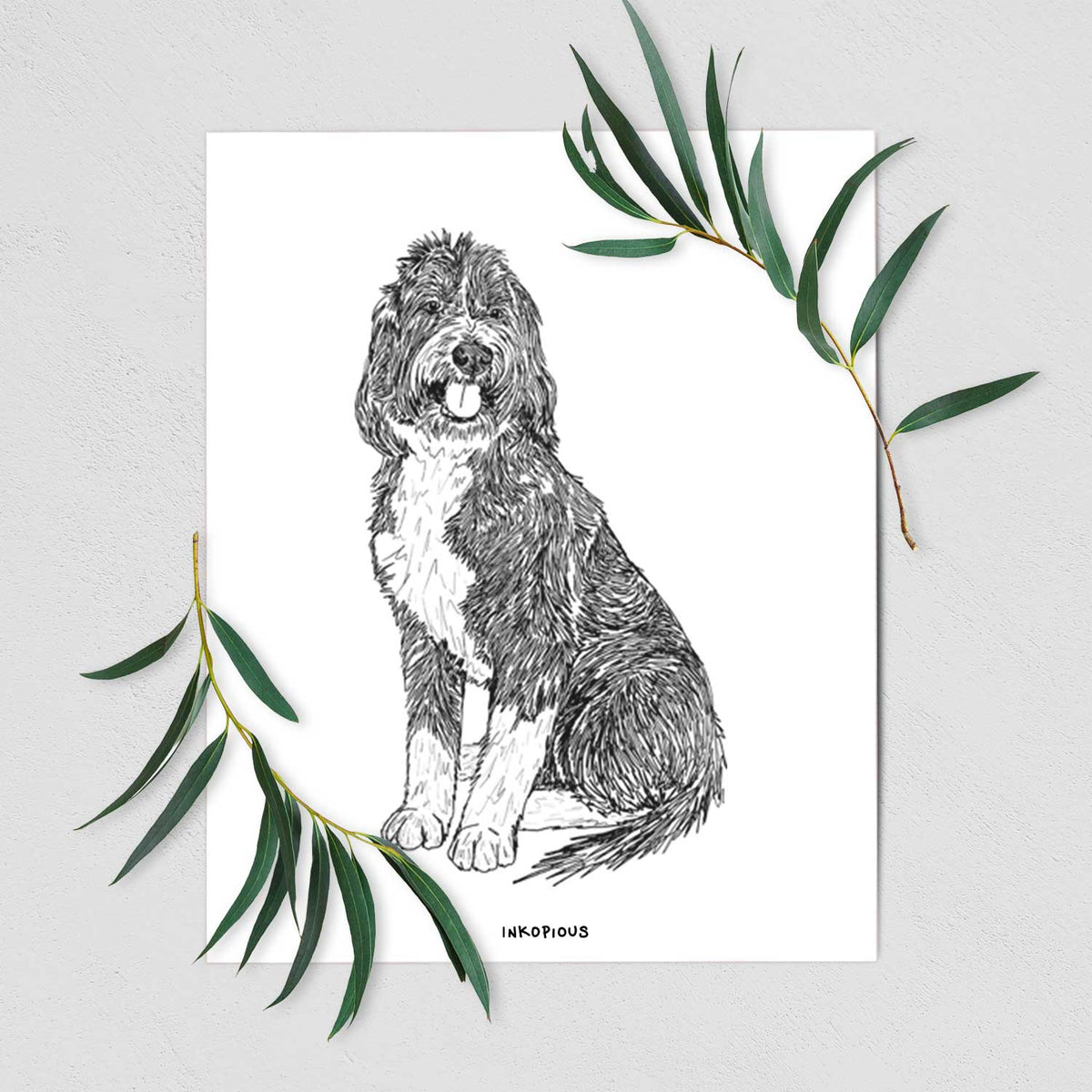 Doodled Fred the Saint Berdoodle Art Print