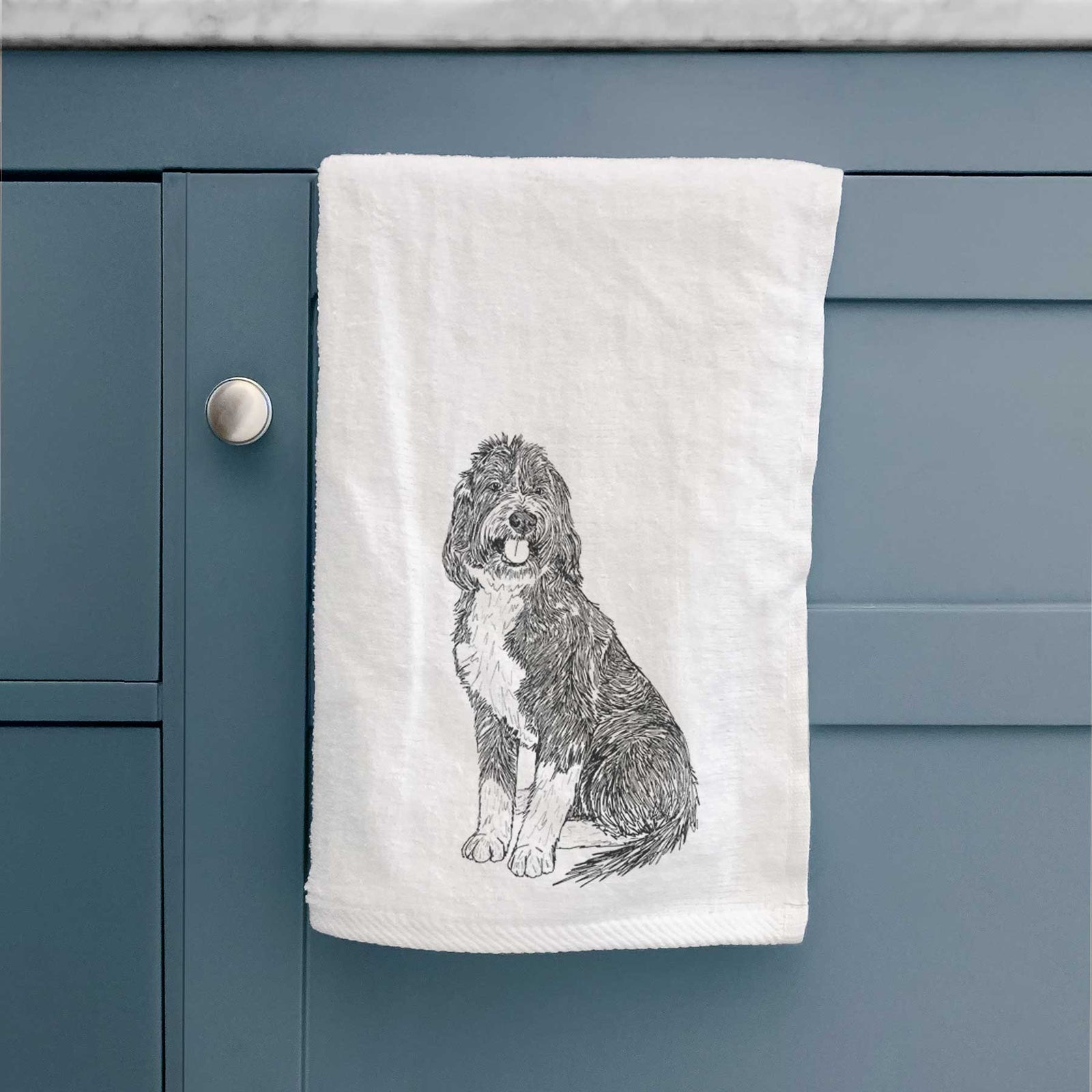 Doodled Fred the Saint Berdoodle Decorative Hand Towel