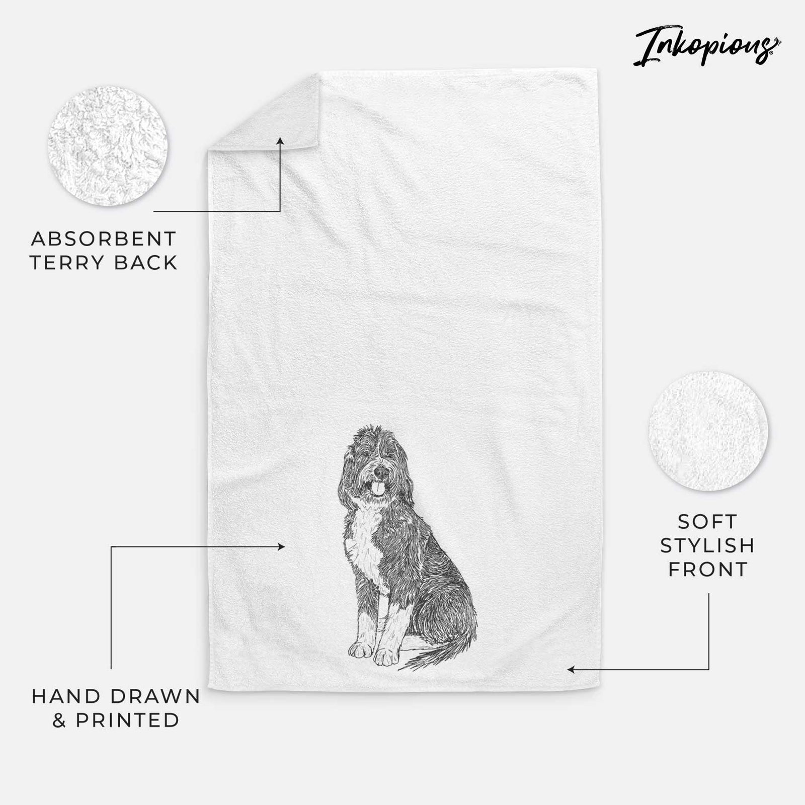 Doodled Fred the Saint Berdoodle Decorative Hand Towel