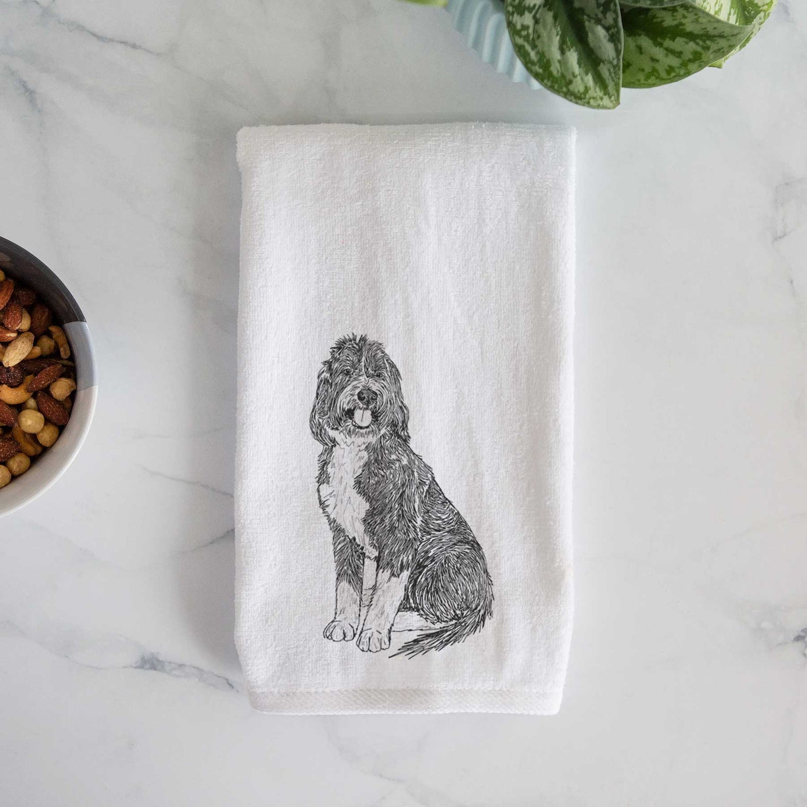 Doodled Fred the Saint Berdoodle Decorative Hand Towel