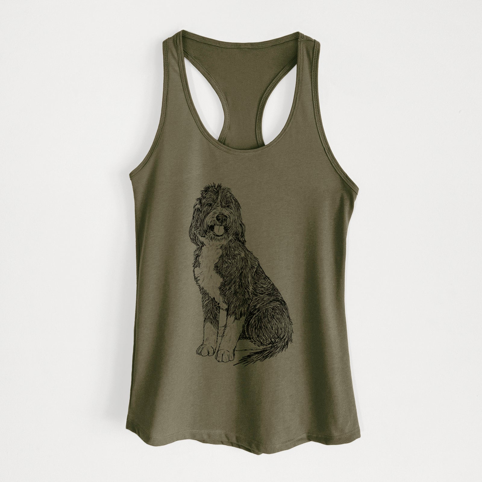 Doodled Fred the Saint Berdoodle - Women's Racerback Tanktop
