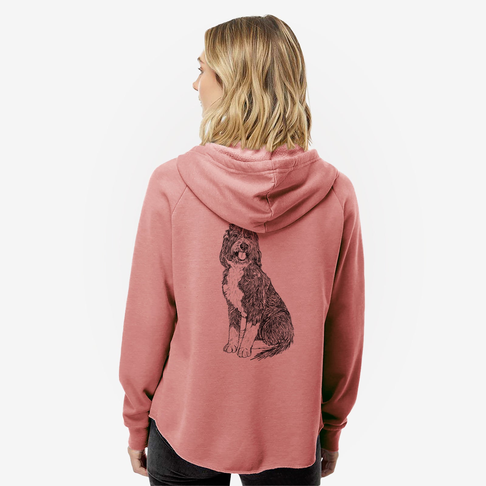 Doodled Fred the Saint Berdoodle - Women's Cali Wave Zip-Up Sweatshirt