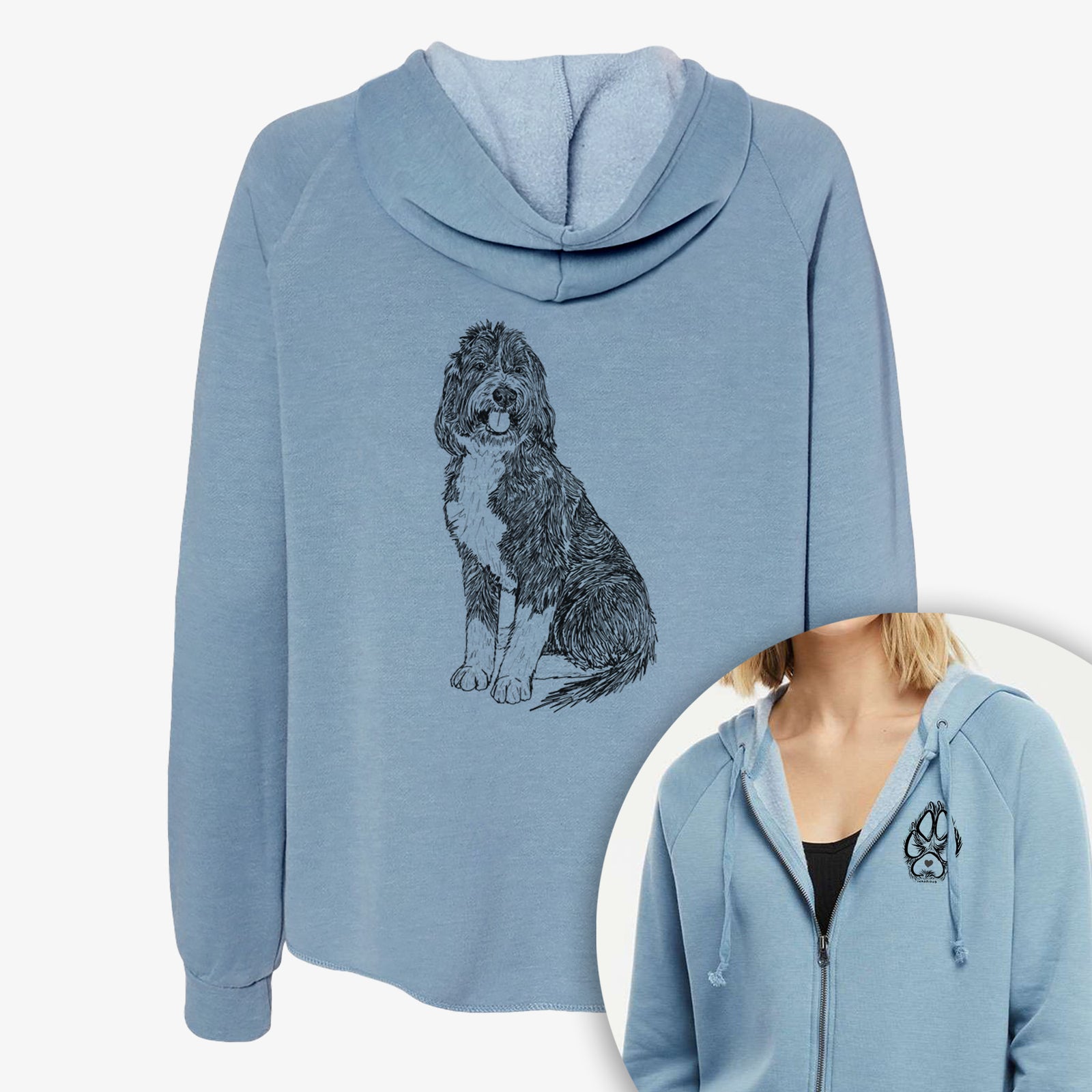 Doodled Fred the Saint Berdoodle - Women's Cali Wave Zip-Up Sweatshirt
