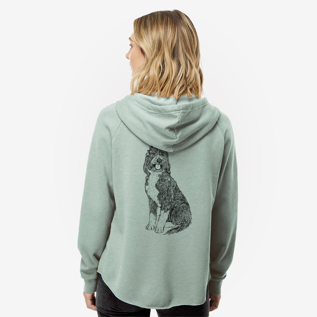 Doodled Fred the Saint Berdoodle - Women's Cali Wave Zip-Up Sweatshirt