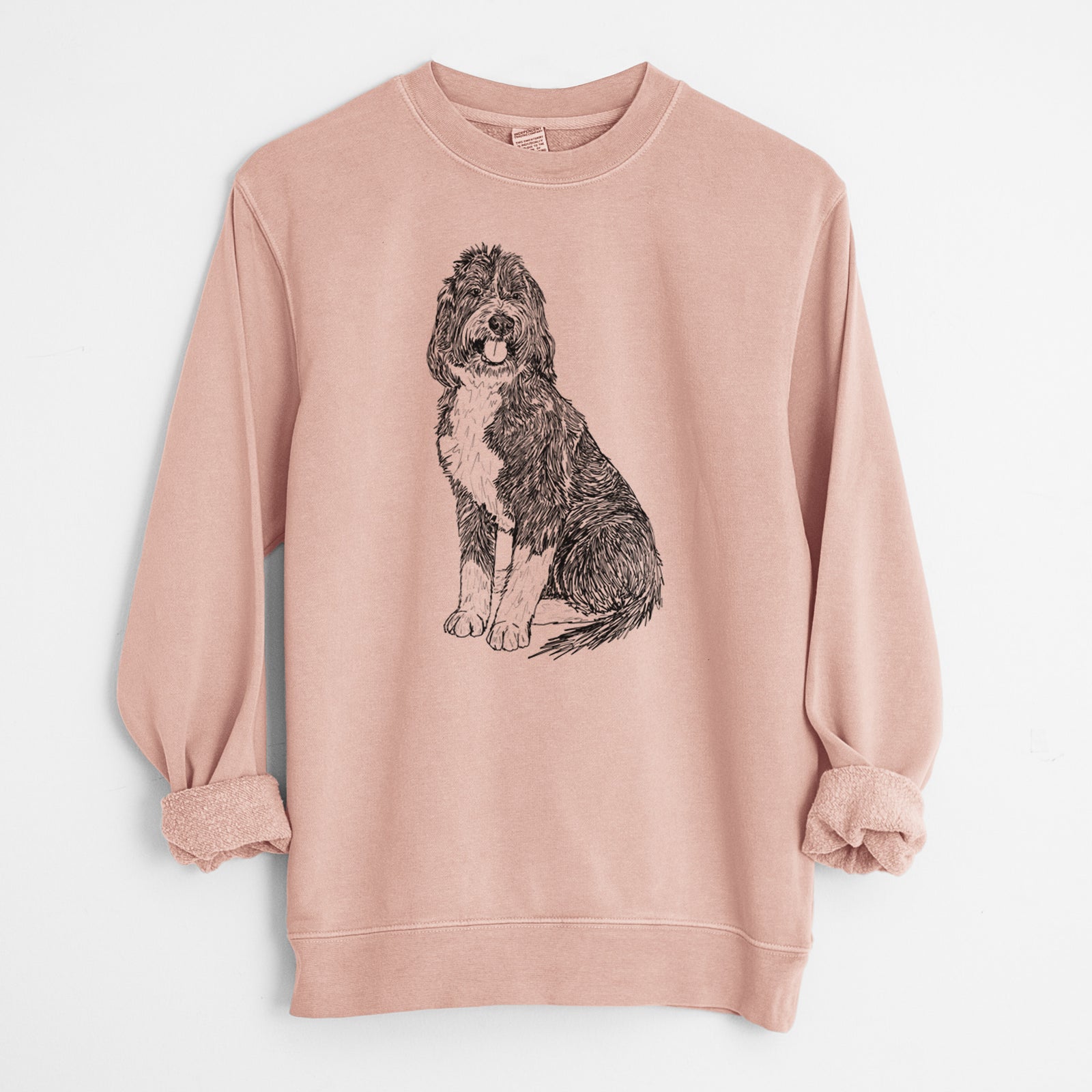 Doodled Fred the Saint Berdoodle - Unisex Pigment Dyed Crew Sweatshirt