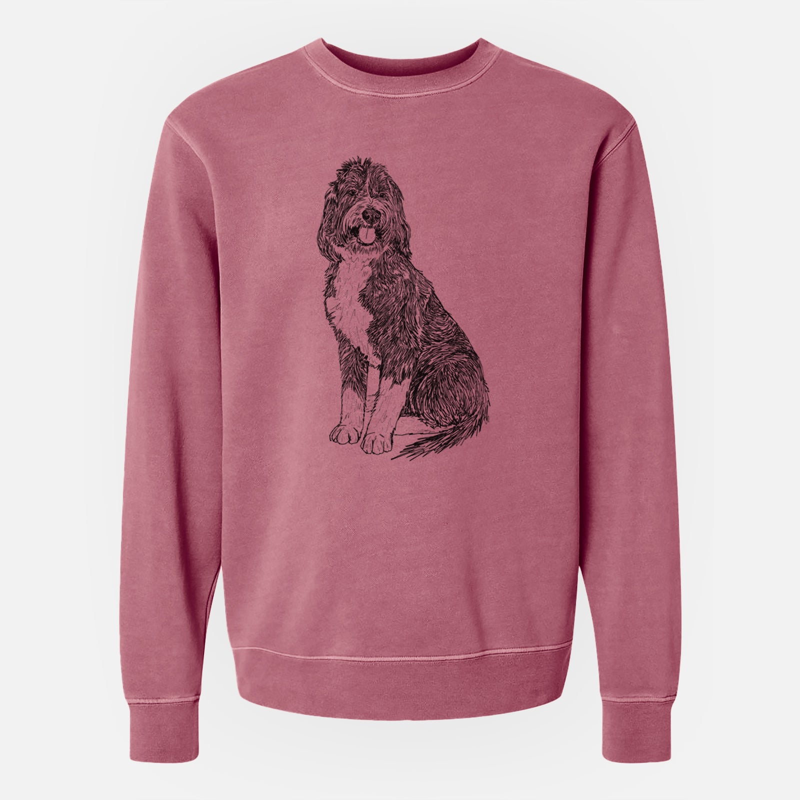 Doodled Fred the Saint Berdoodle - Unisex Pigment Dyed Crew Sweatshirt