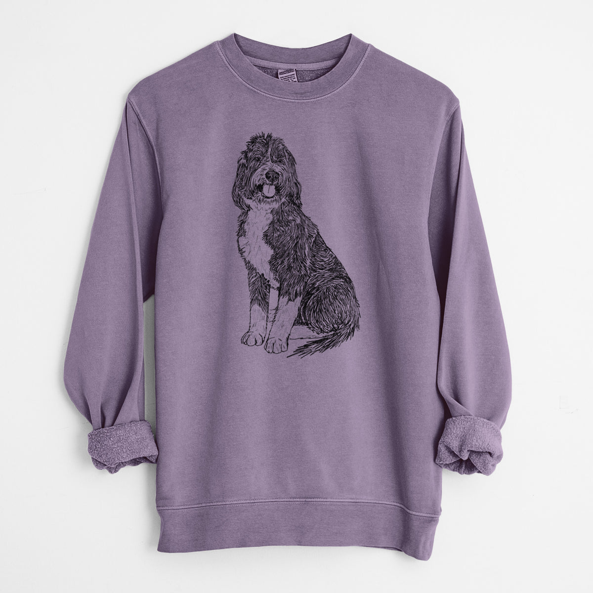 Doodled Fred the Saint Berdoodle - Unisex Pigment Dyed Crew Sweatshirt