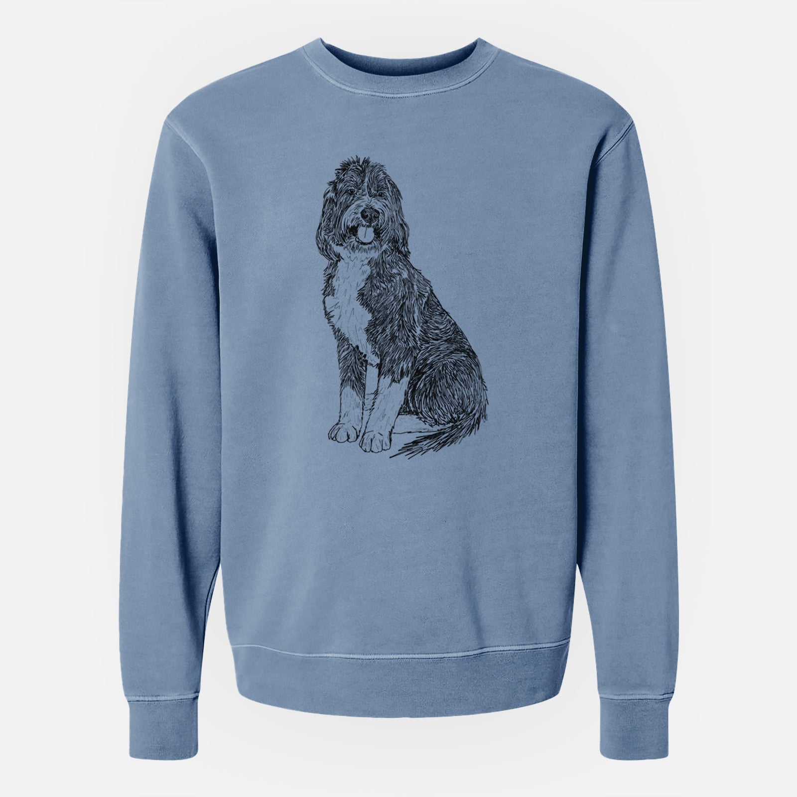Doodled Fred the Saint Berdoodle - Unisex Pigment Dyed Crew Sweatshirt