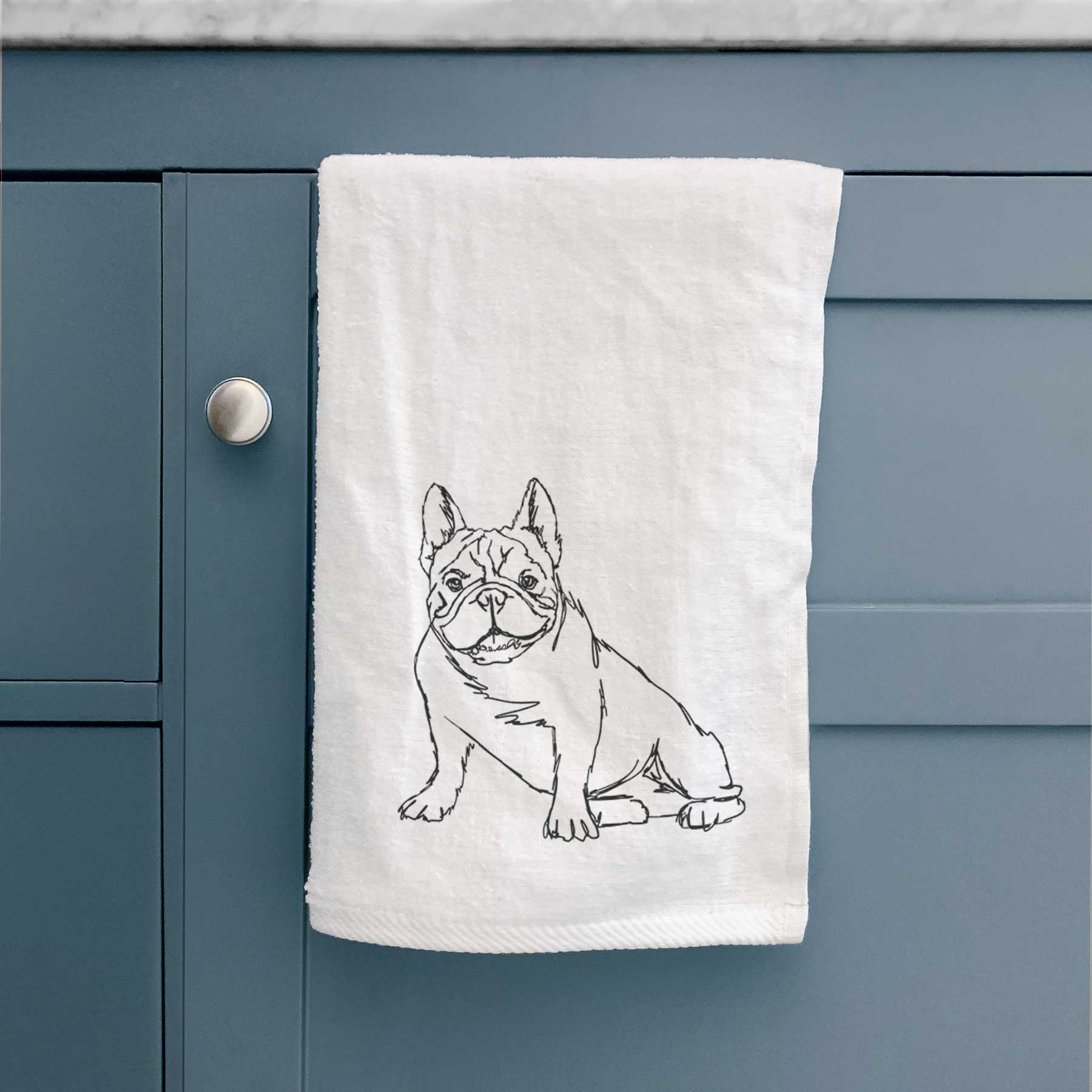 Doodled French Bulldog Decorative Hand Towel