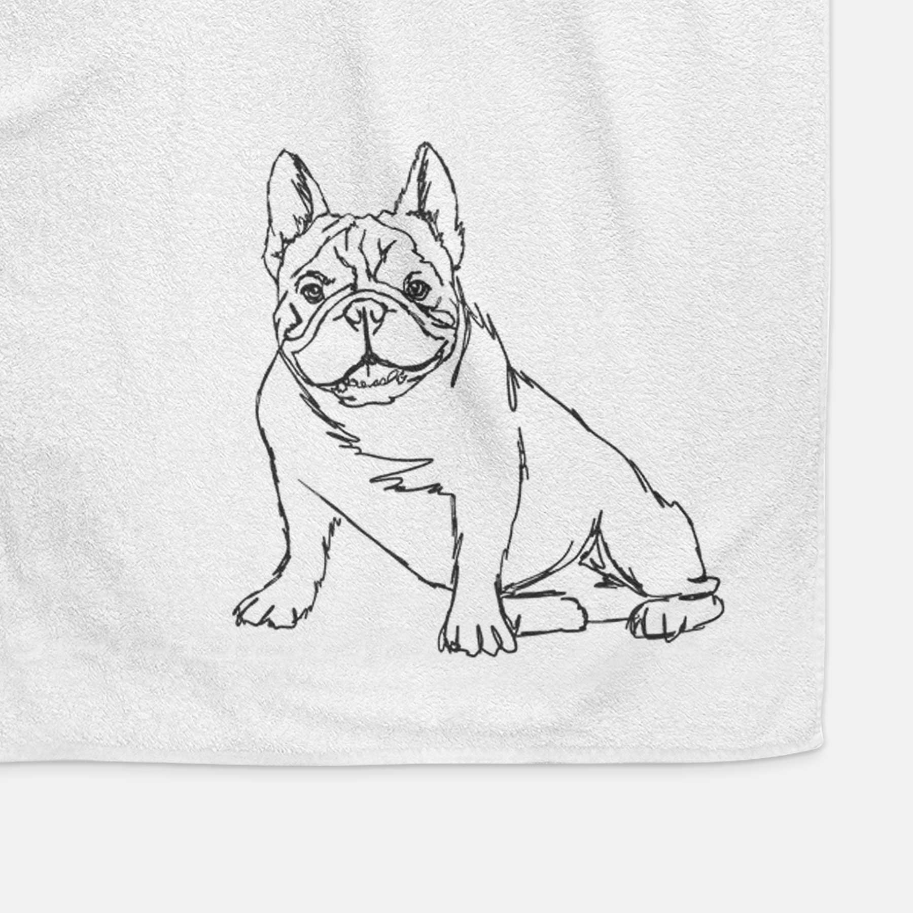 Doodled French Bulldog Decorative Hand Towel