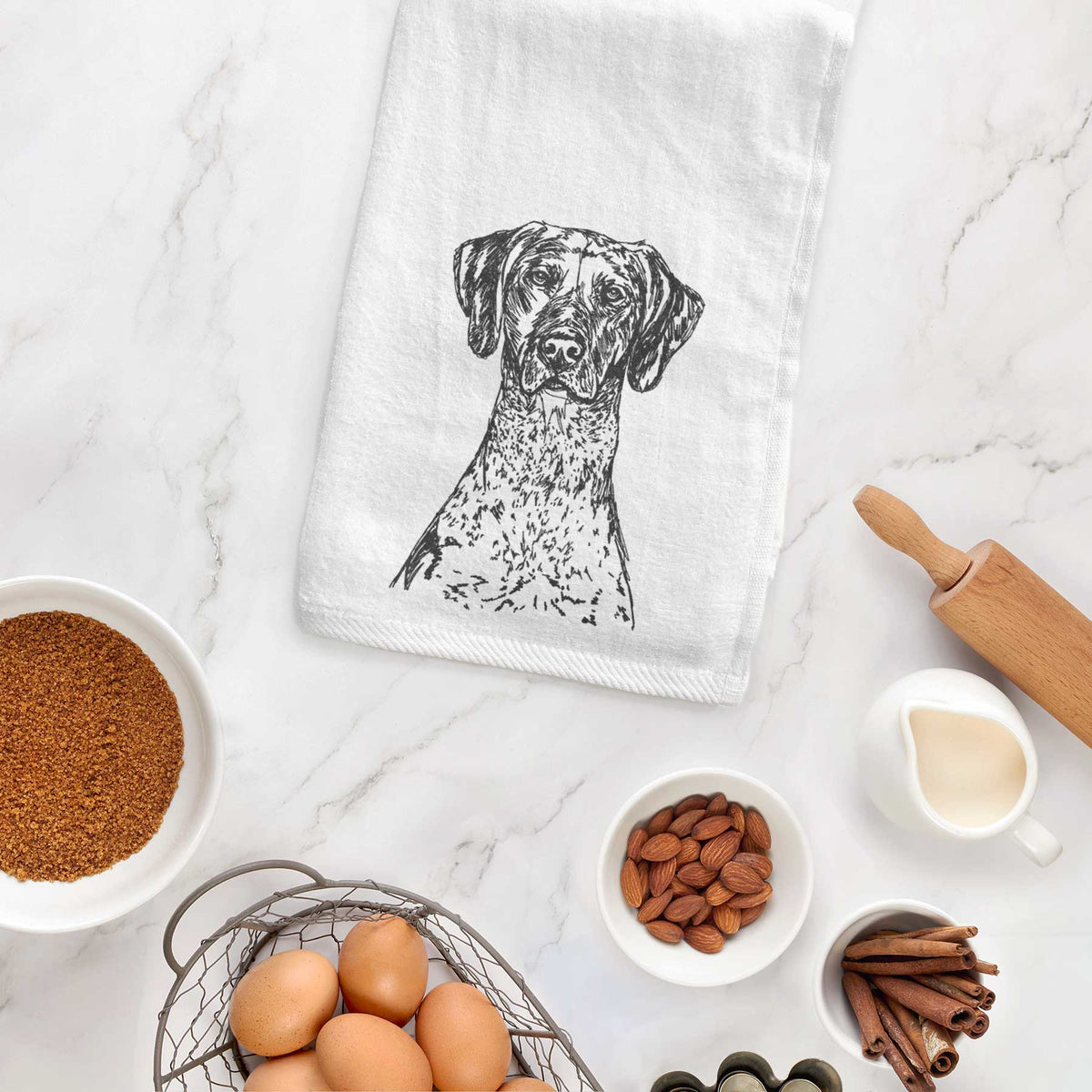 Doodled German Shorthaired Pointer Decorative Hand Towel