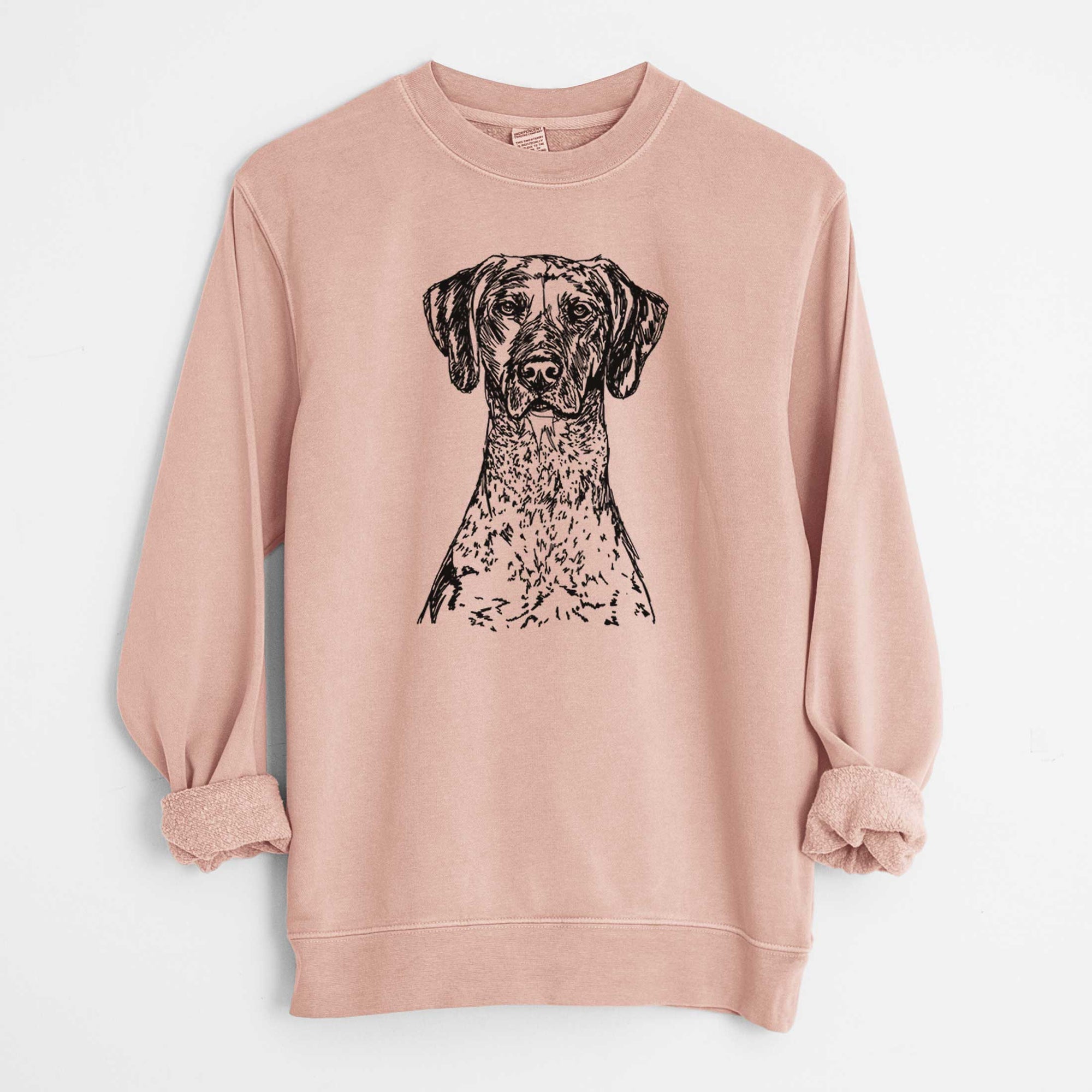 Doodled German Shorthaired Pointer the  - Unisex Pigment Dyed Crew Sweatshirt