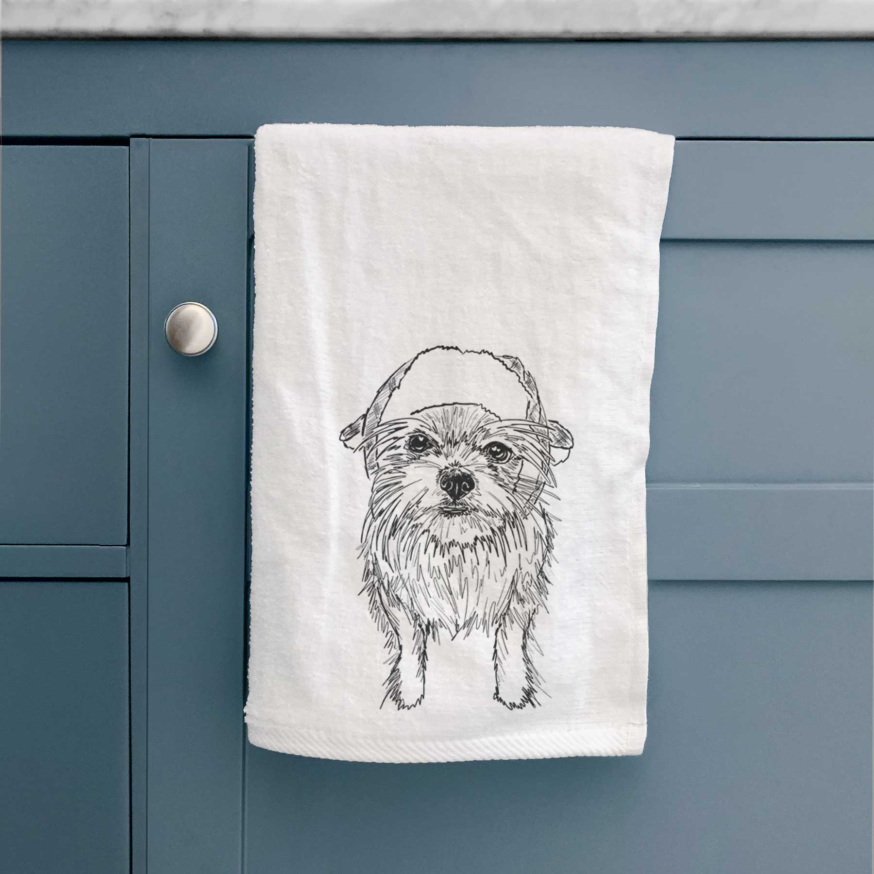 Doodled Gambit the Long Haired Chihuahua Decorative Hand Towel