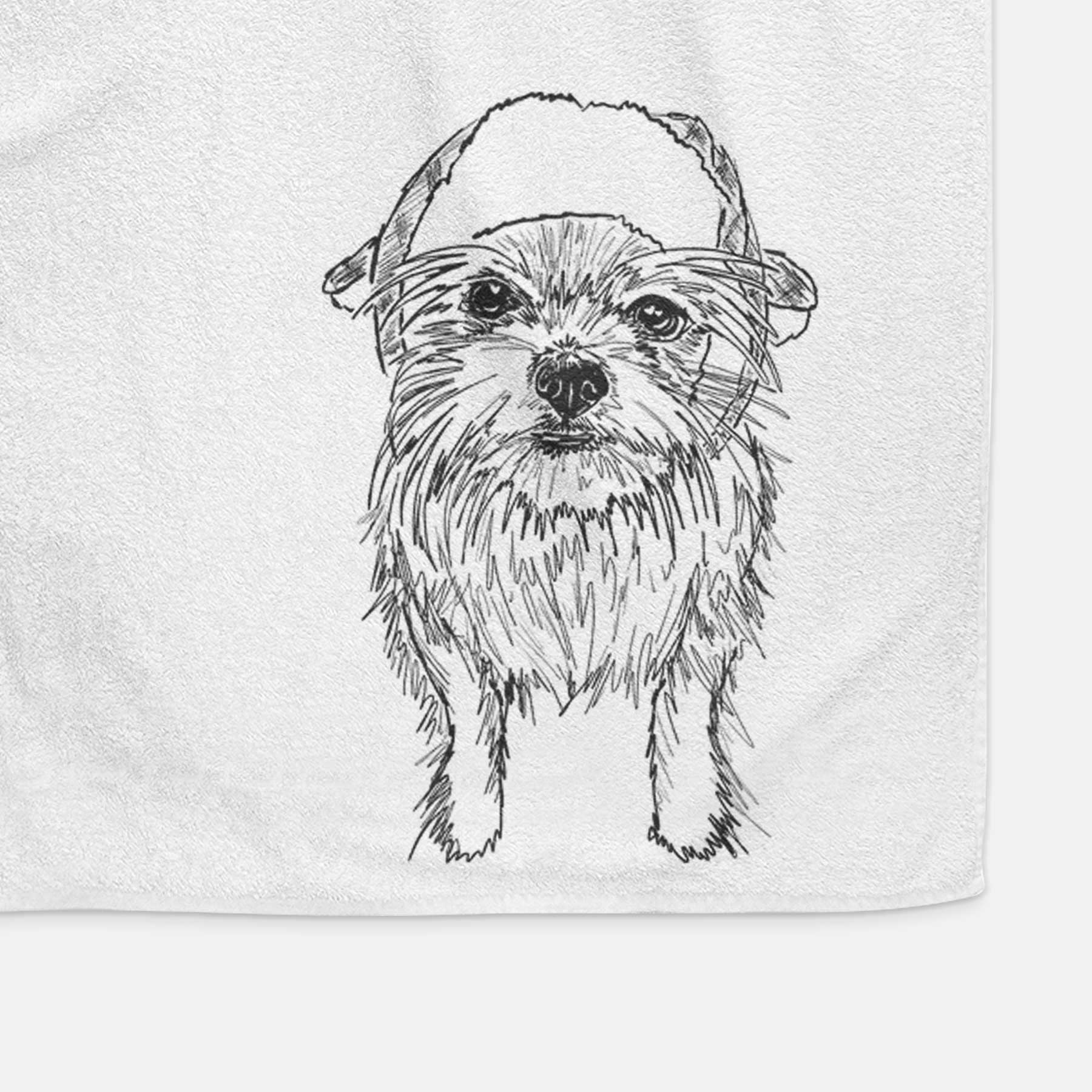 Doodled Gambit the Long Haired Chihuahua Decorative Hand Towel