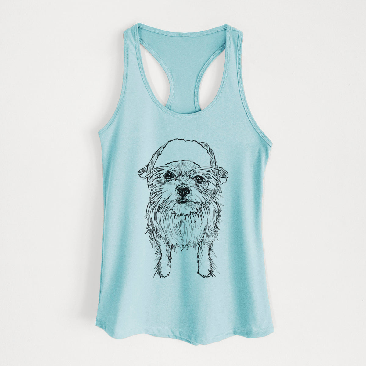 Doodled Gambit the Long Haired Chihuahua - Women&#39;s Racerback Tanktop