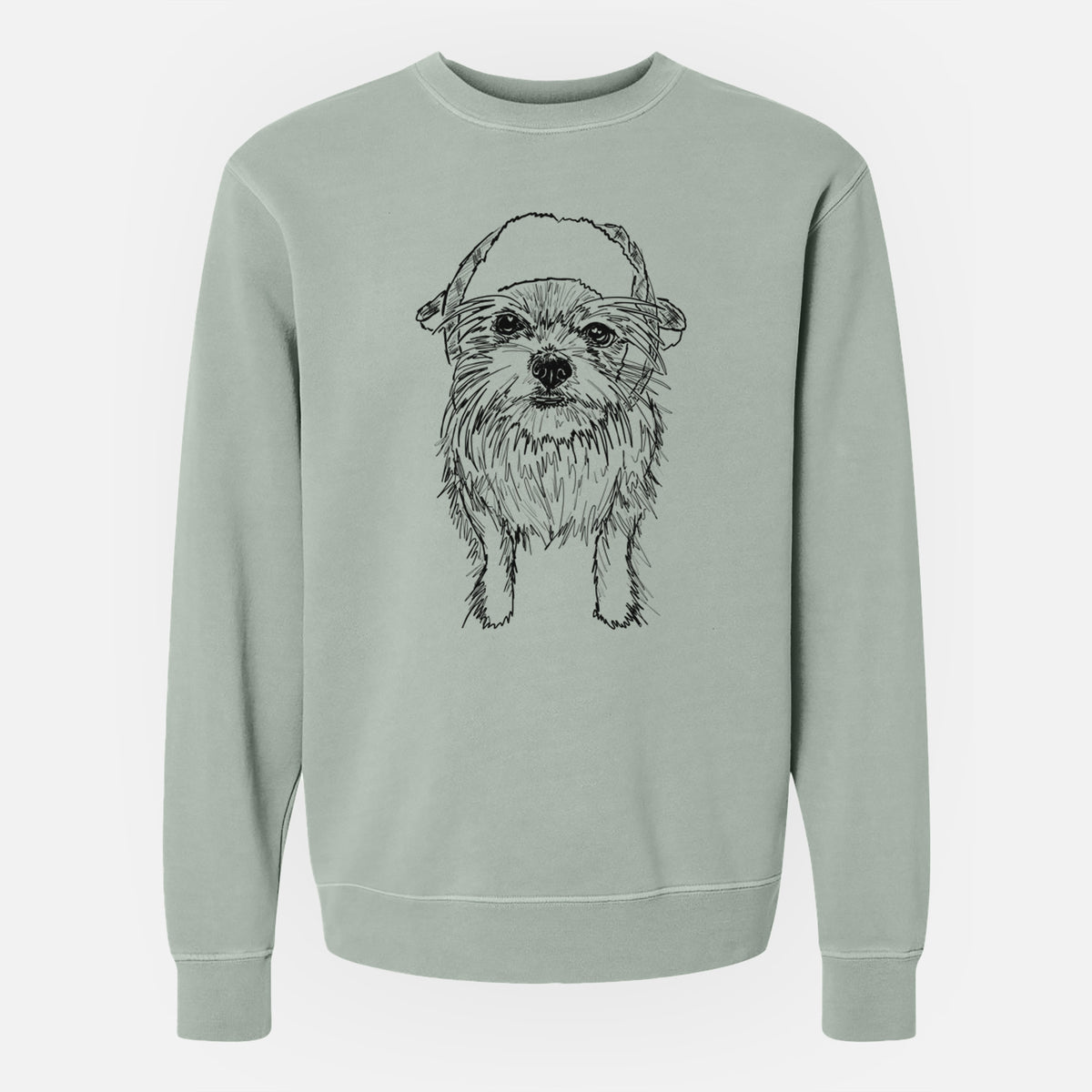 Doodled Gambit the Long Haired Chihuahua - Unisex Pigment Dyed Crew Sweatshirt