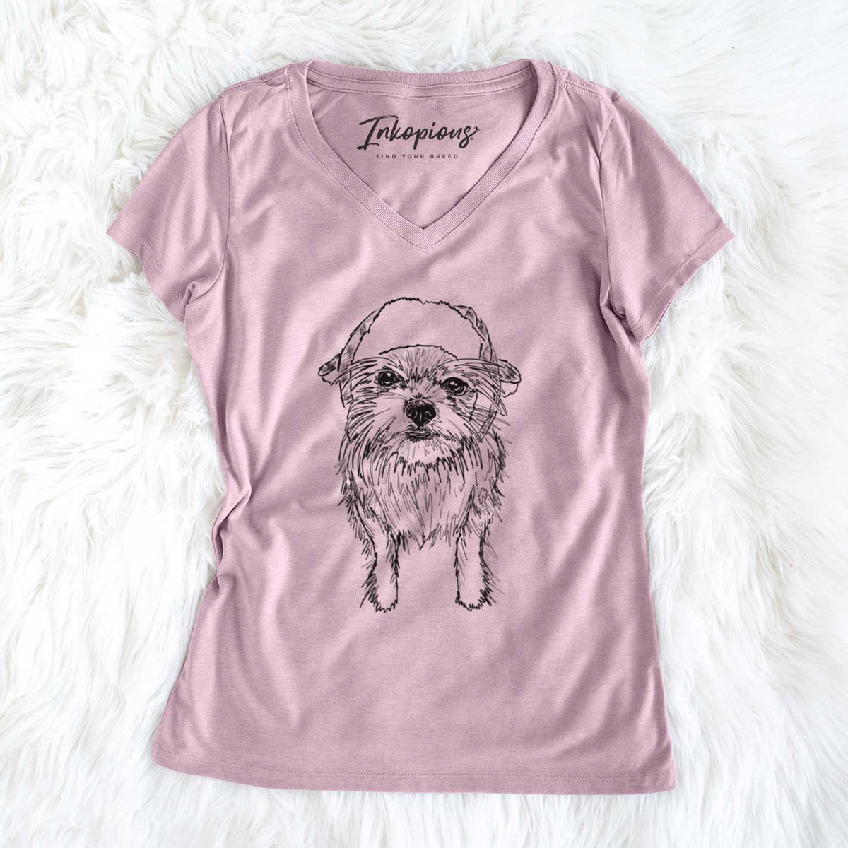 Doodled Gambit the Long Haired Chihuahua - Women&#39;s V-neck Shirt