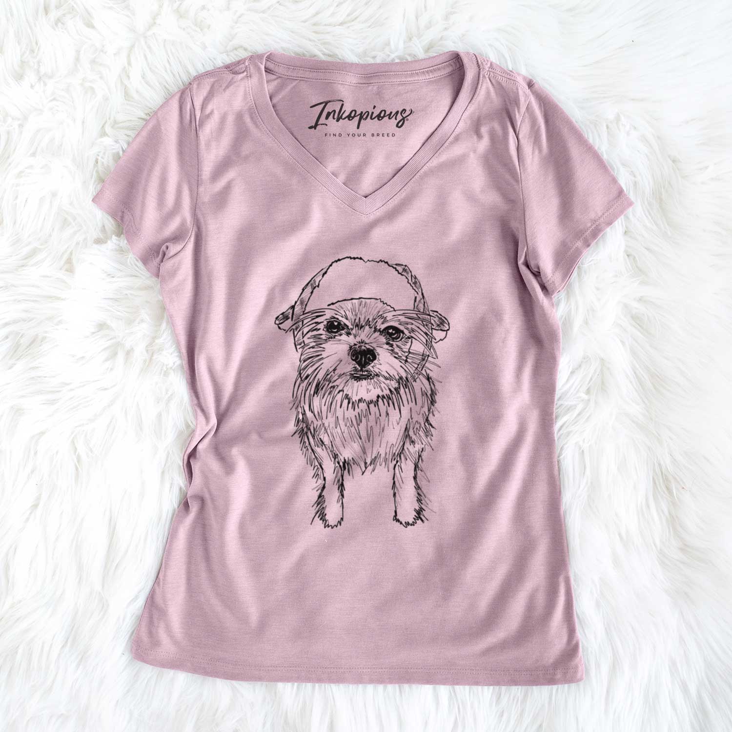Doodled Gambit the Long Haired Chihuahua - Women's V-neck Shirt