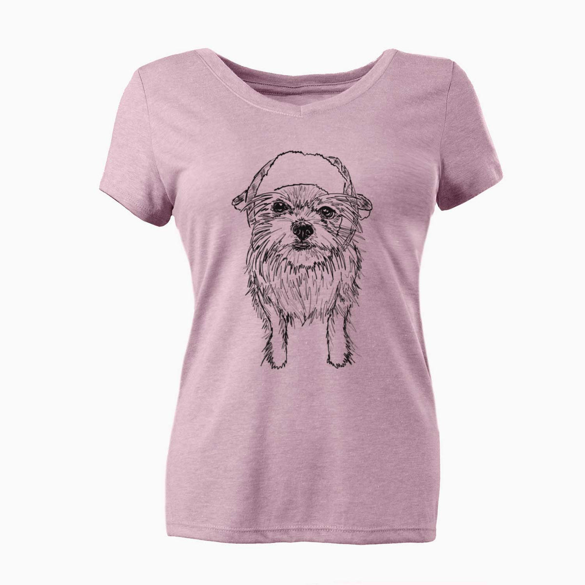 Doodled Gambit the Long Haired Chihuahua - Women's V-neck Shirt