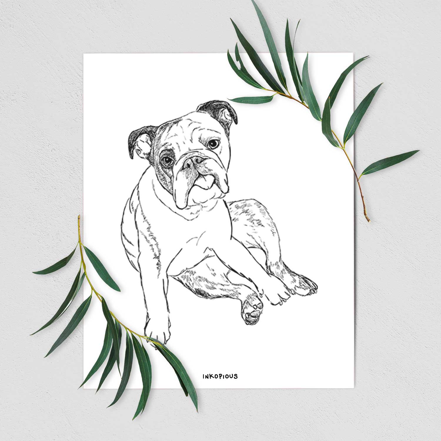 Doodled Gemma the English Bulldog Art Print