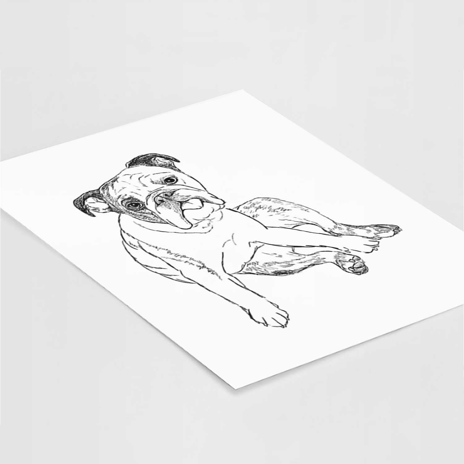 Doodled Gemma the English Bulldog Art Print