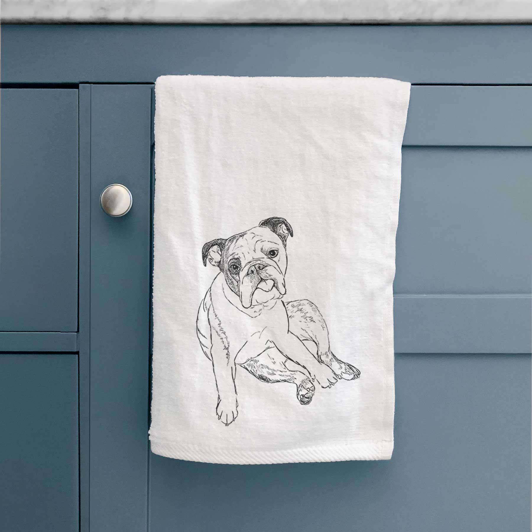 Doodled Gemma the English Bulldog Decorative Hand Towel