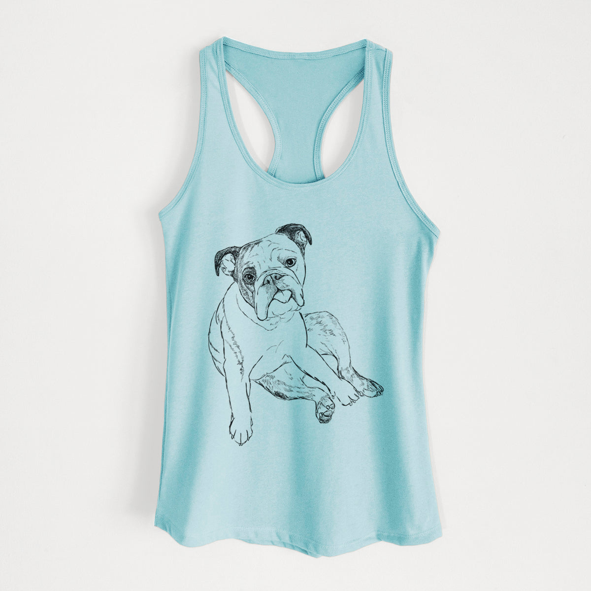 Doodled Gemma the English Bulldog - Women&#39;s Racerback Tanktop