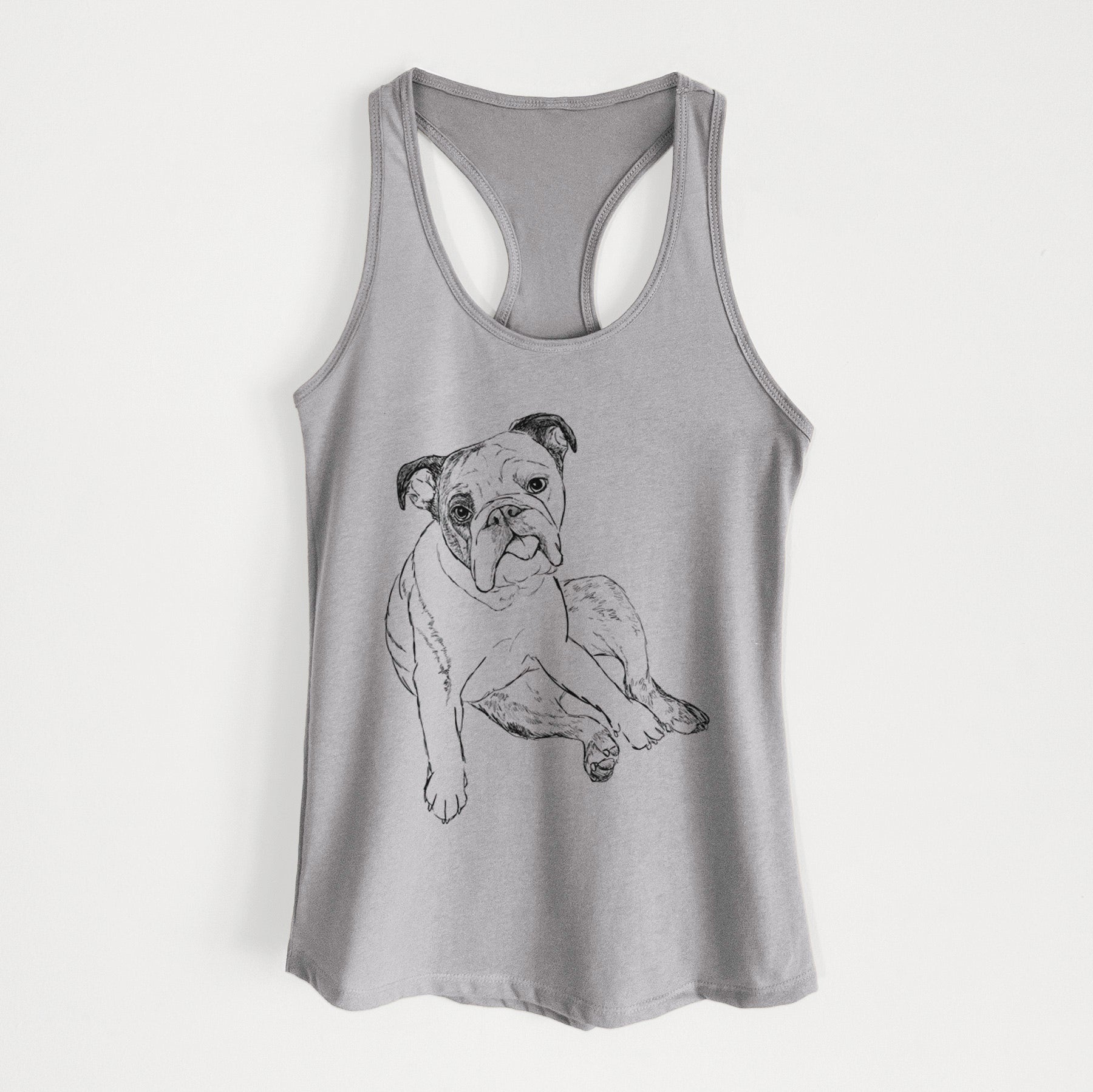 Doodled Gemma the English Bulldog - Women's Racerback Tanktop