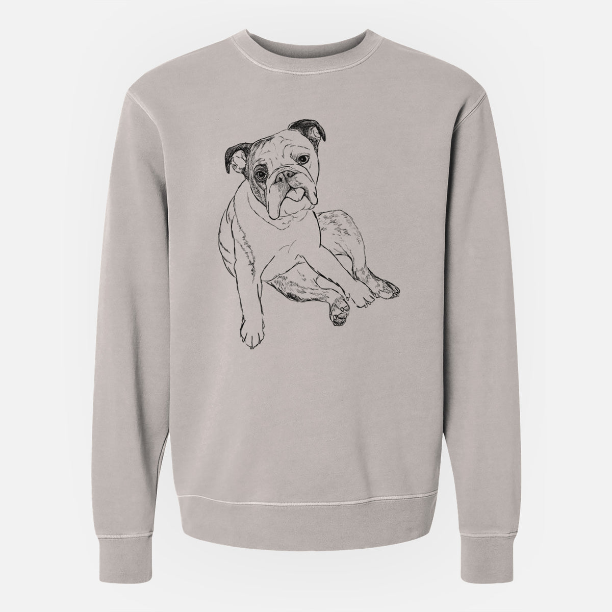 Doodled Gemma the English Bulldog - Unisex Pigment Dyed Crew Sweatshirt