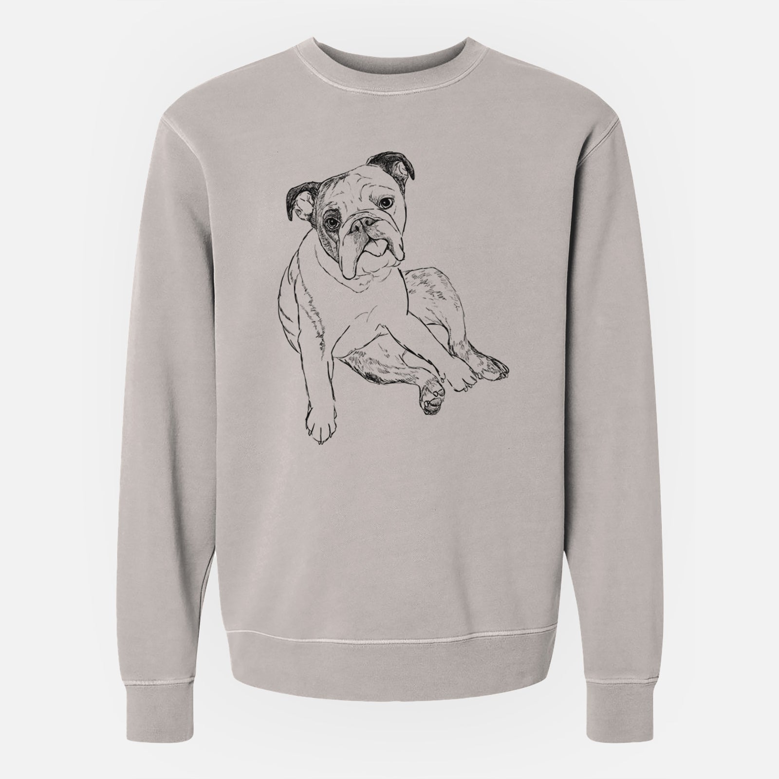 Doodled Gemma the English Bulldog - Unisex Pigment Dyed Crew Sweatshirt
